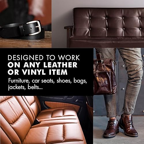 Miniatura 2 de Bálsamo recolorante de cuero, restaurador de color para sofás y asientos de automóvil, removedor de arañazos y tinte de cuero, 10 onzas