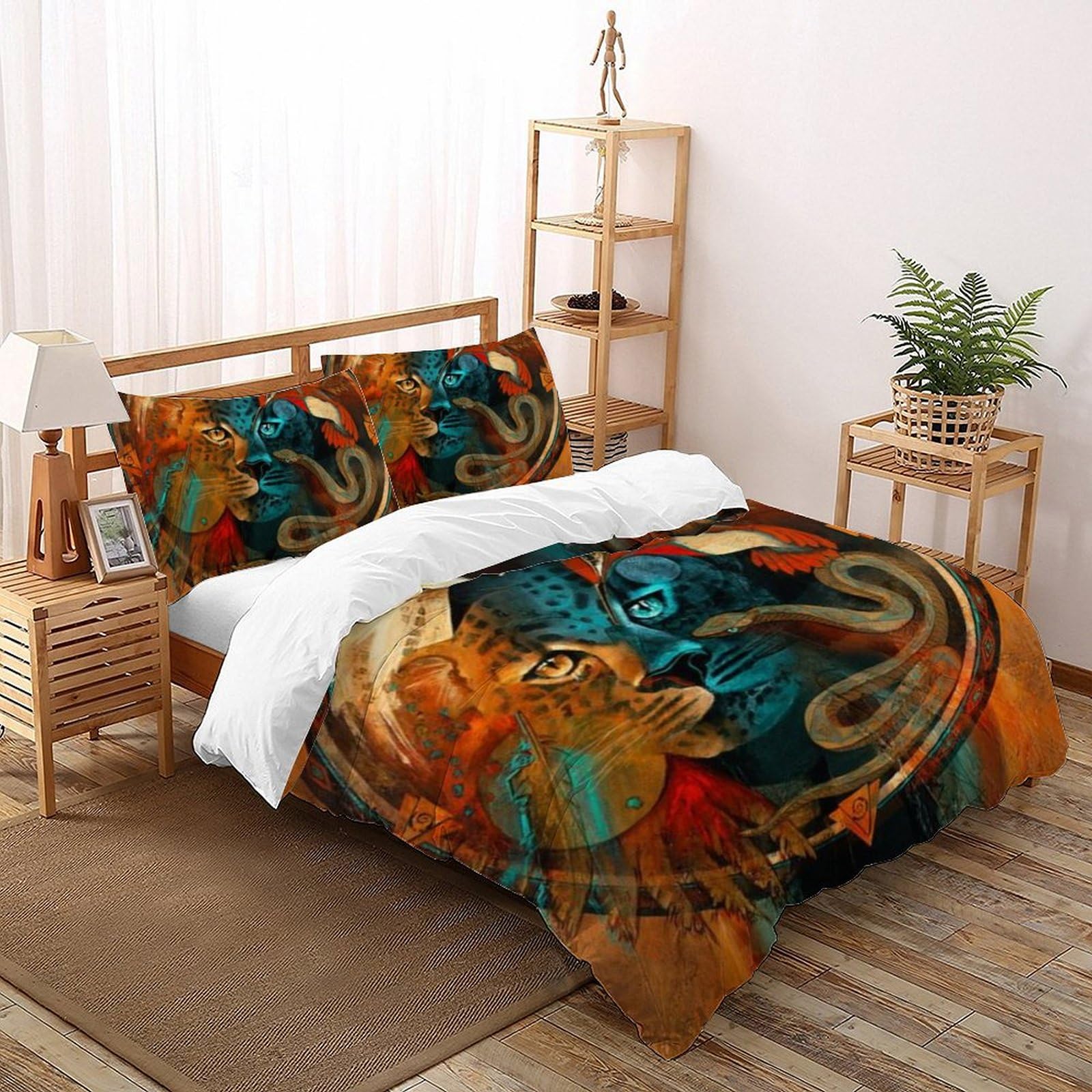 Housse de couette animaux 3D 200x200cm en microfibre douce et facile à laver sans pli