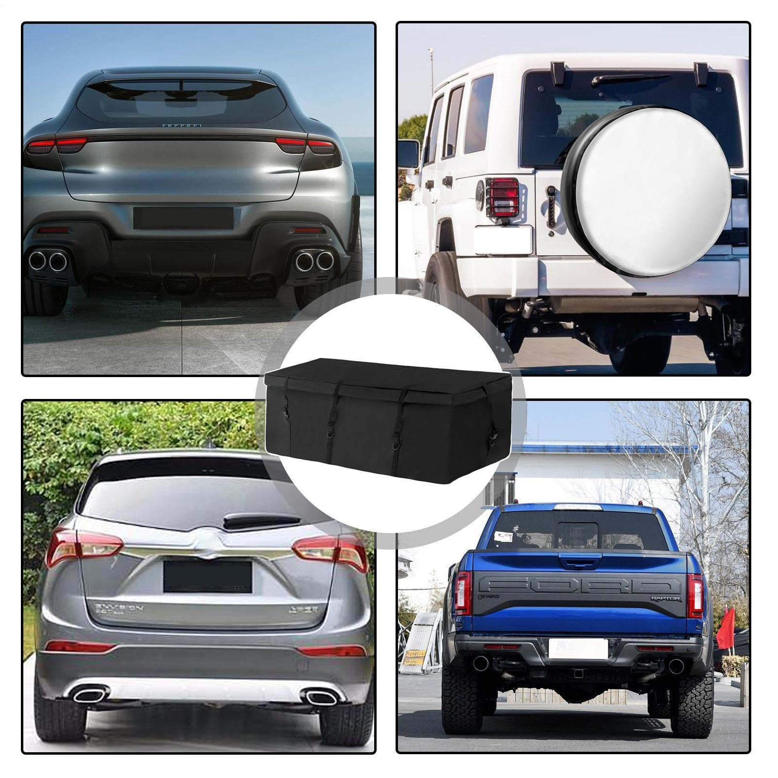 Portabagagli per auto con gancio di traino – Oxford extra forte – Borsa da | tetto per auto, organizer per breber | Borsa da tasca con cinture robuste, camion SUV per vacanze e lunghi viaggi