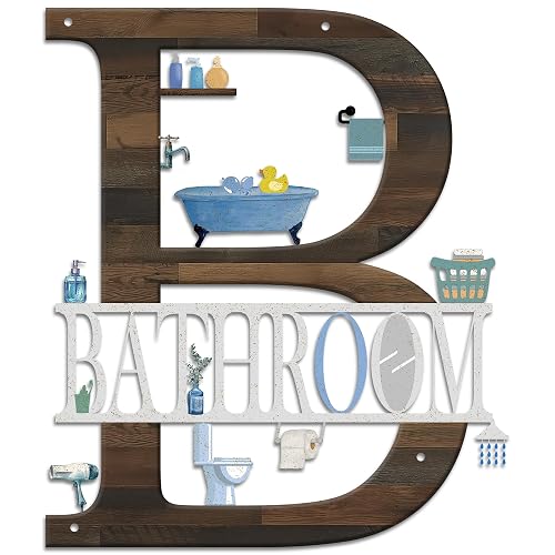 Metal Bathroom Brown Wall Decor,Shower Room Signs Wall Art for