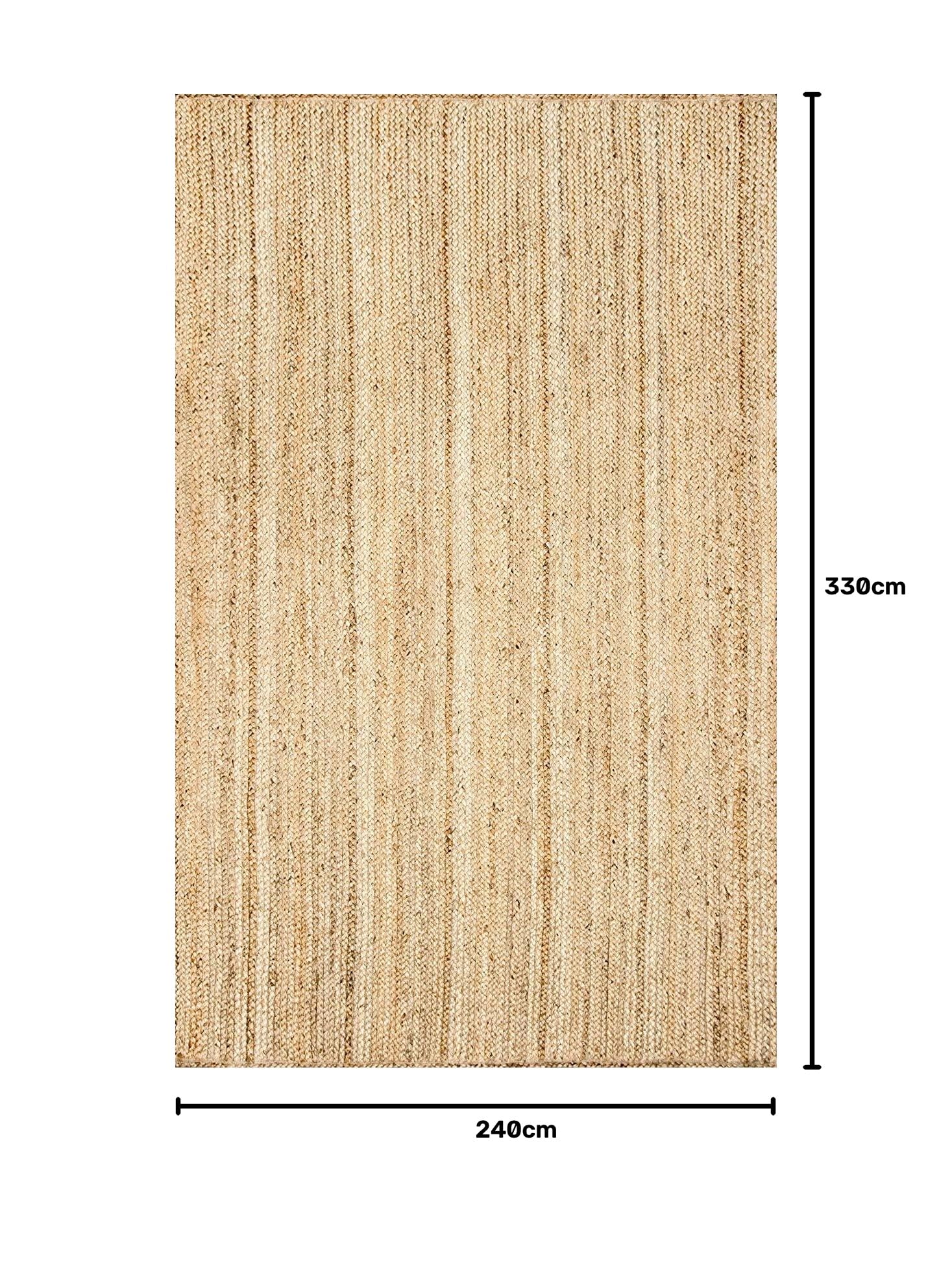 Tapis rectangulaire en Jute Naturel tressé Fait à la Main de Bohème en Fibre Naturelle (2,4 x 3,3 m)