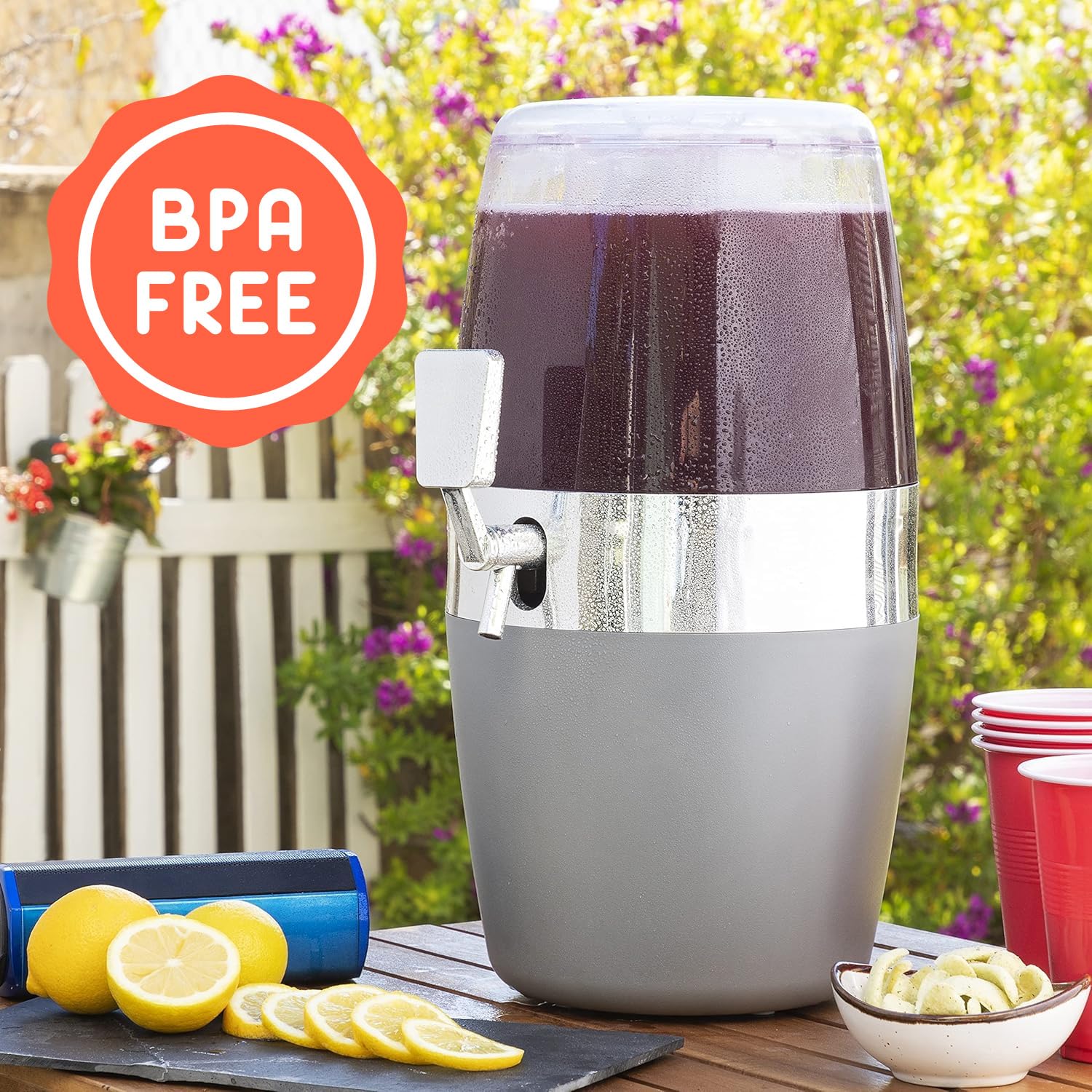 Wintem - Dispenser Bevande con Rubinetto Antigoccia da 4L per Uso Esterno e Interno, con Contenitori Ghiaccio Integrati, Facile da Pulire, Ideale per Feste, Picnic e Uso Quotidiano