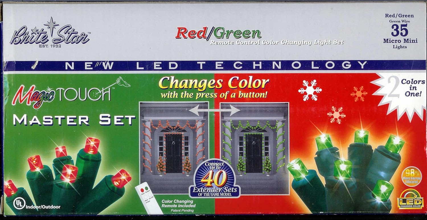 LED Magic Touch Red and Green Remote Control Color Changing Christmas Lights Outdoor