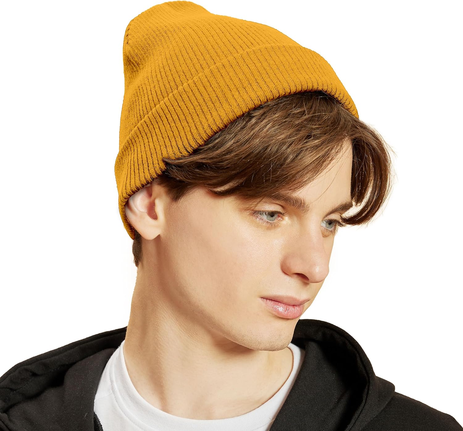 The Hat Depot - 100% Cotton Soft and Light Cuffed Skull Plain Daily Washed Beanie image 2