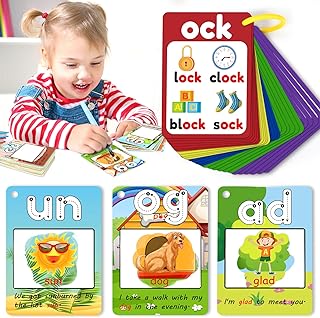 Phonics Flash Cards for Kids,Watifisa Phonics Flash Cards Phonics Games for Kids Ages 4-8 Mess Free Painting Kindergarten Supplies Travel Essential Learning Toy for 3 4 5 6 Years