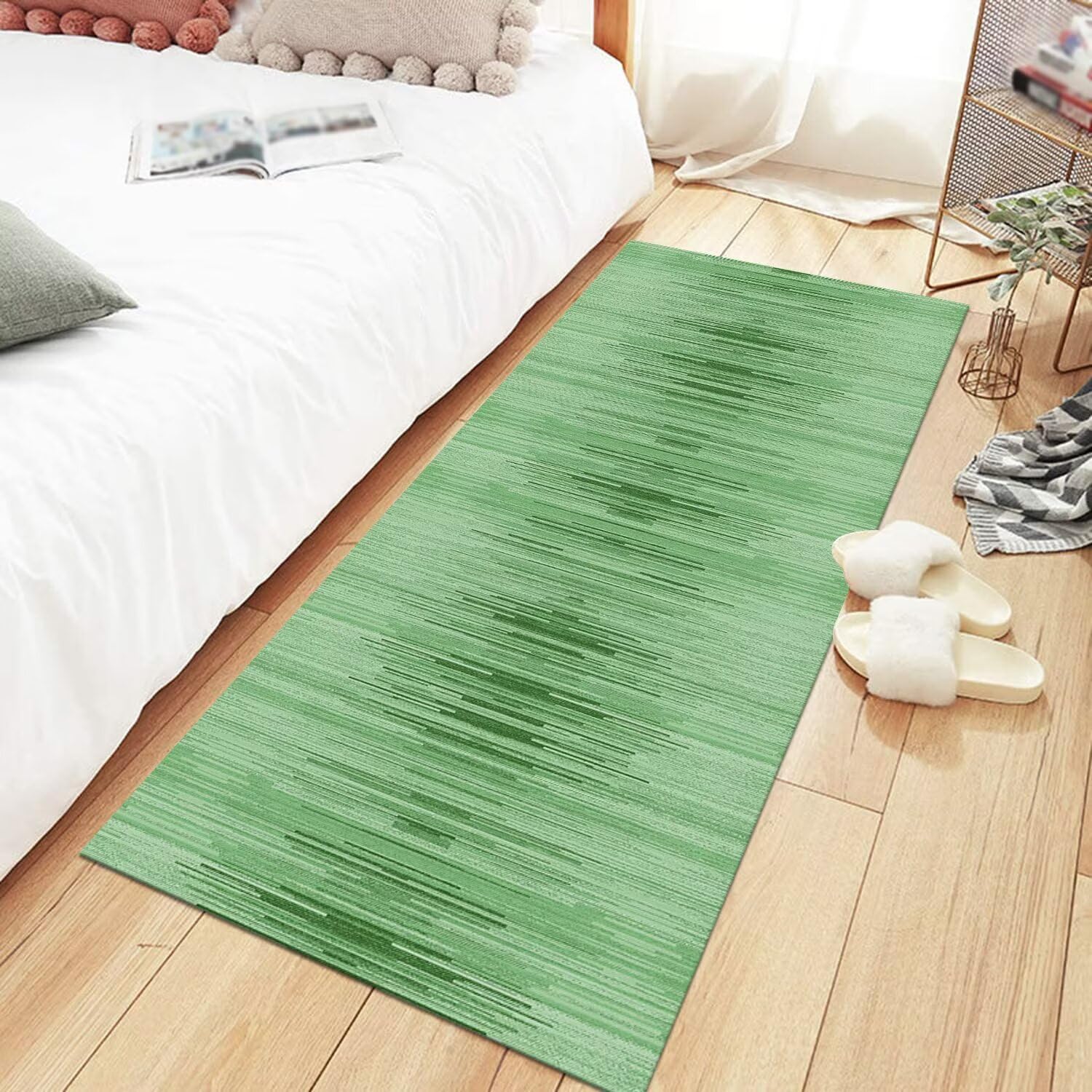 Tappeto Passatoia Cucina Antiscivolo Lavabile Tappeti Runner per ingresso interno Verde Antimacchia Tappeto Cucina Corridoio 110X180CM Soggiorno camera da letto Tappetino