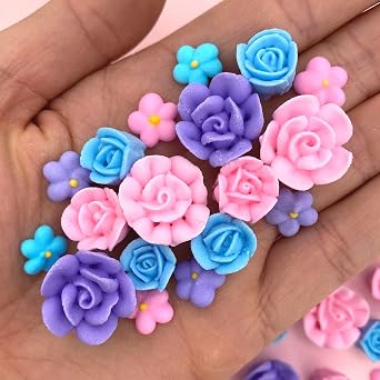 30 Unicorn Icing Flowers | Small Edible Roses | Lavender and Pink Sugar Flowers | Edible Flower Sprinkles | Simply Sucre