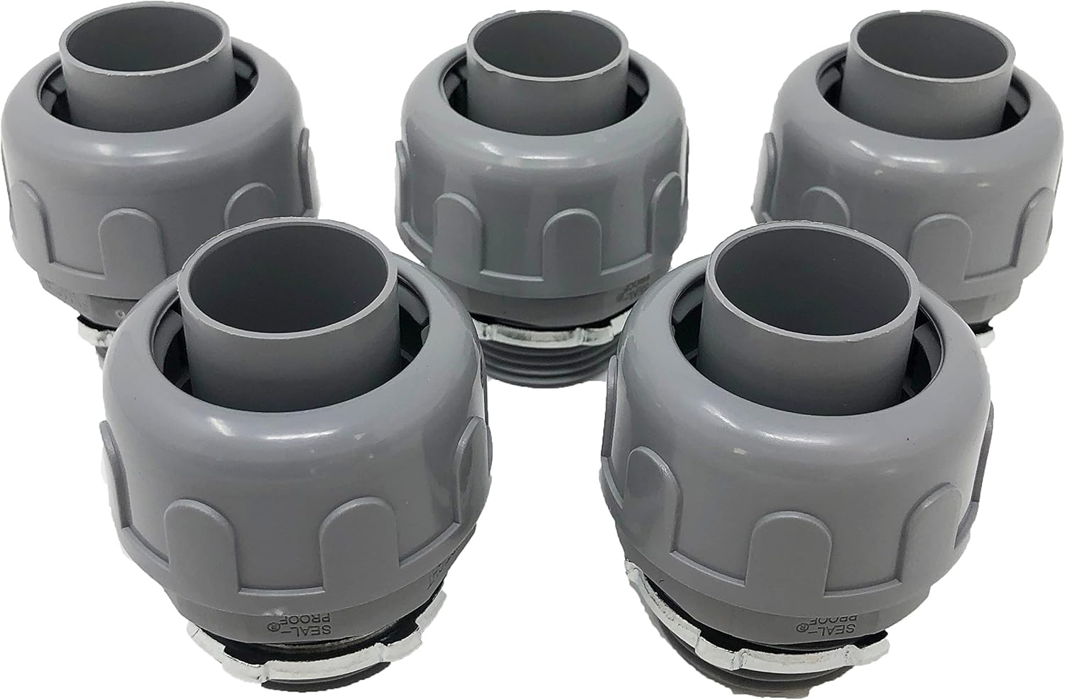 Sealproof 1-1/4-Inch Non-metallic Liquid Tight Straight Electrical Conduit Connector Fitting, UL Listed, 1-1/4" Dia, 5-Pack