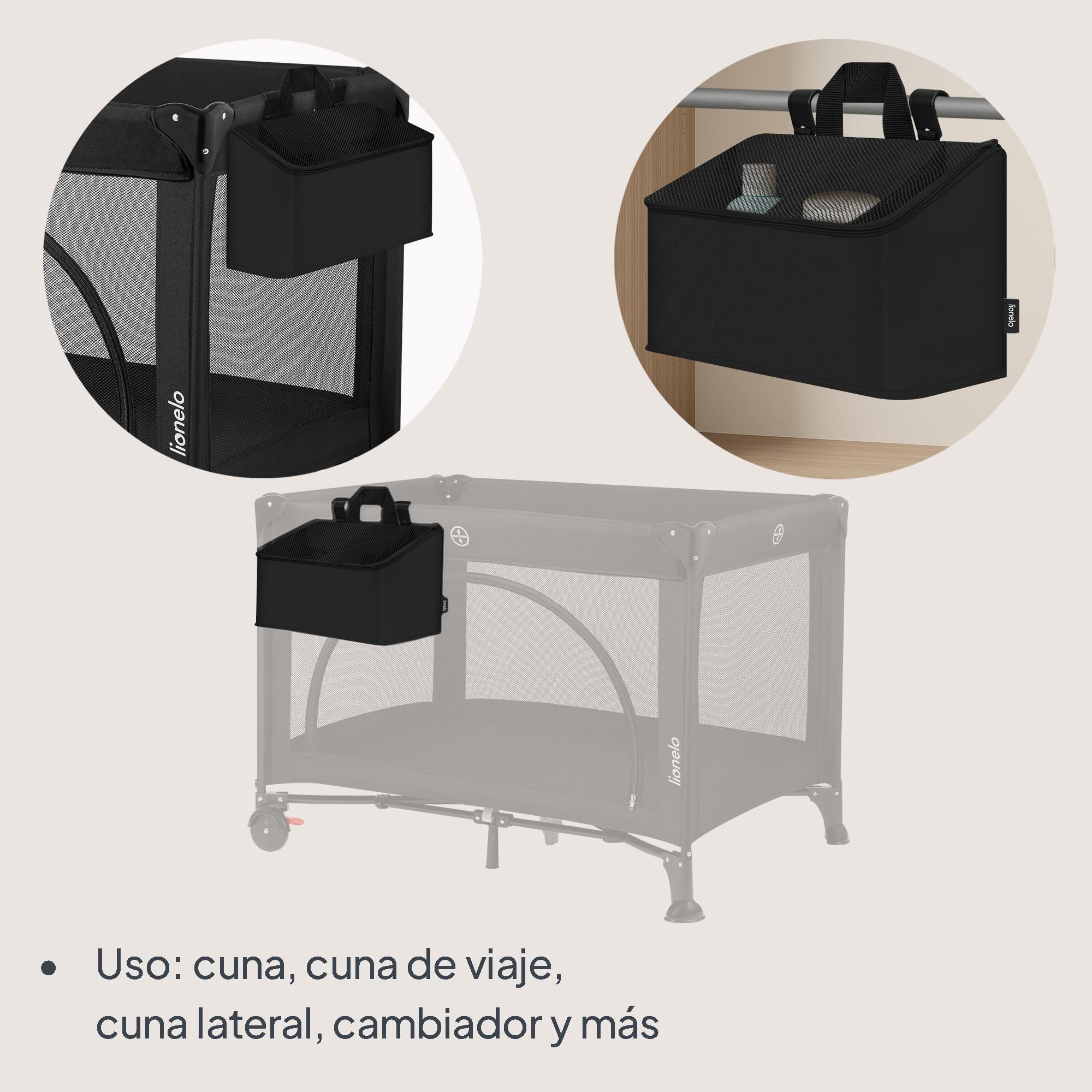 Lionelo Organizador Pañales Sidepocket Medium, Porta Pañales y Toallitas Bebe, Pañales Recien Nacido, Cambiador, Para Habitación de Bebe, 43x15x23 cm
