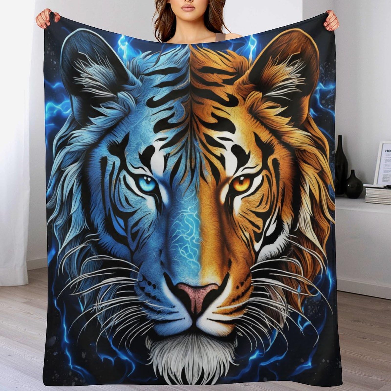 Couverture canapé tigre 150x200cm plaid flanelle chaude salon