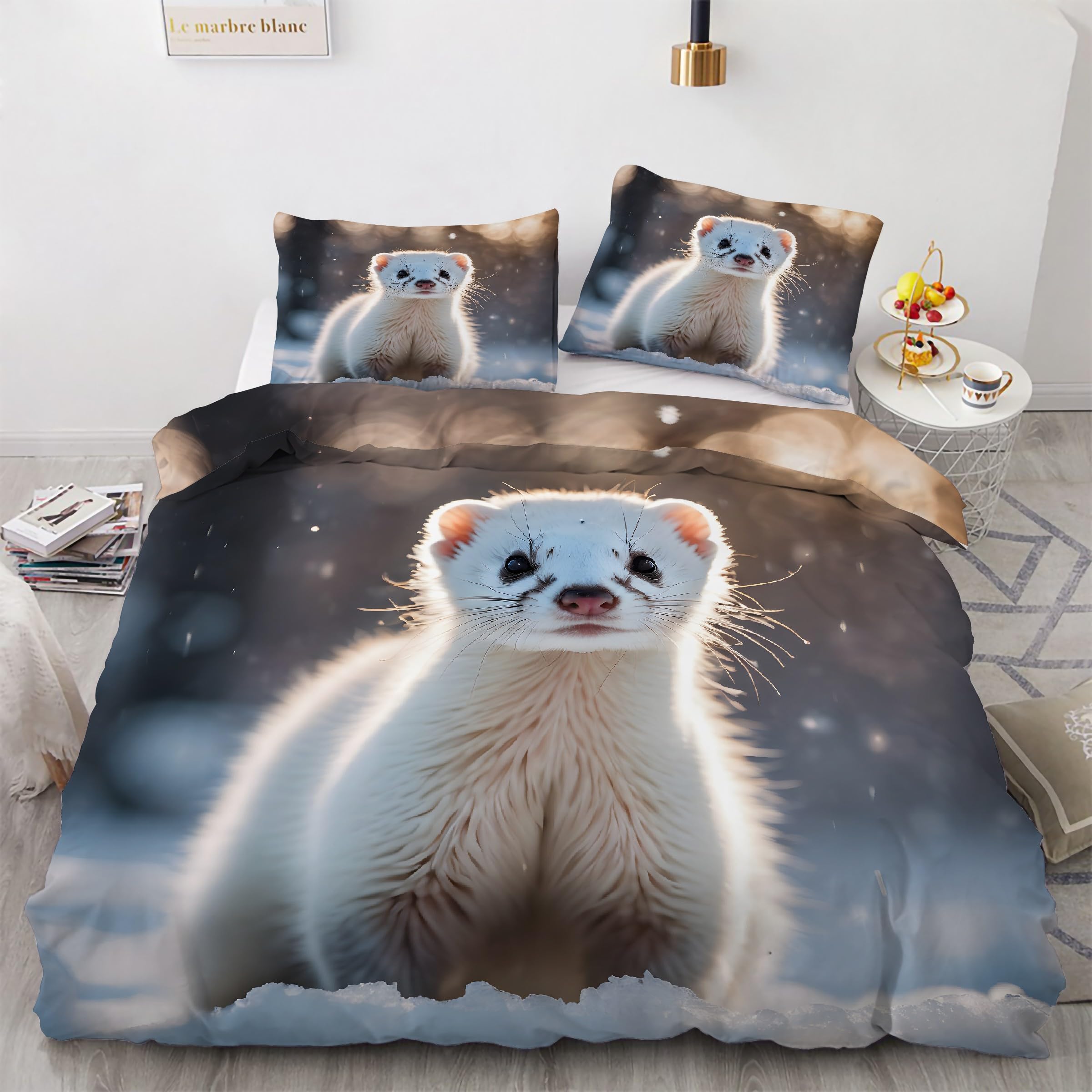Housse de couette furet 160x200 hypoallergénique pour un sommeil apaisé et doux