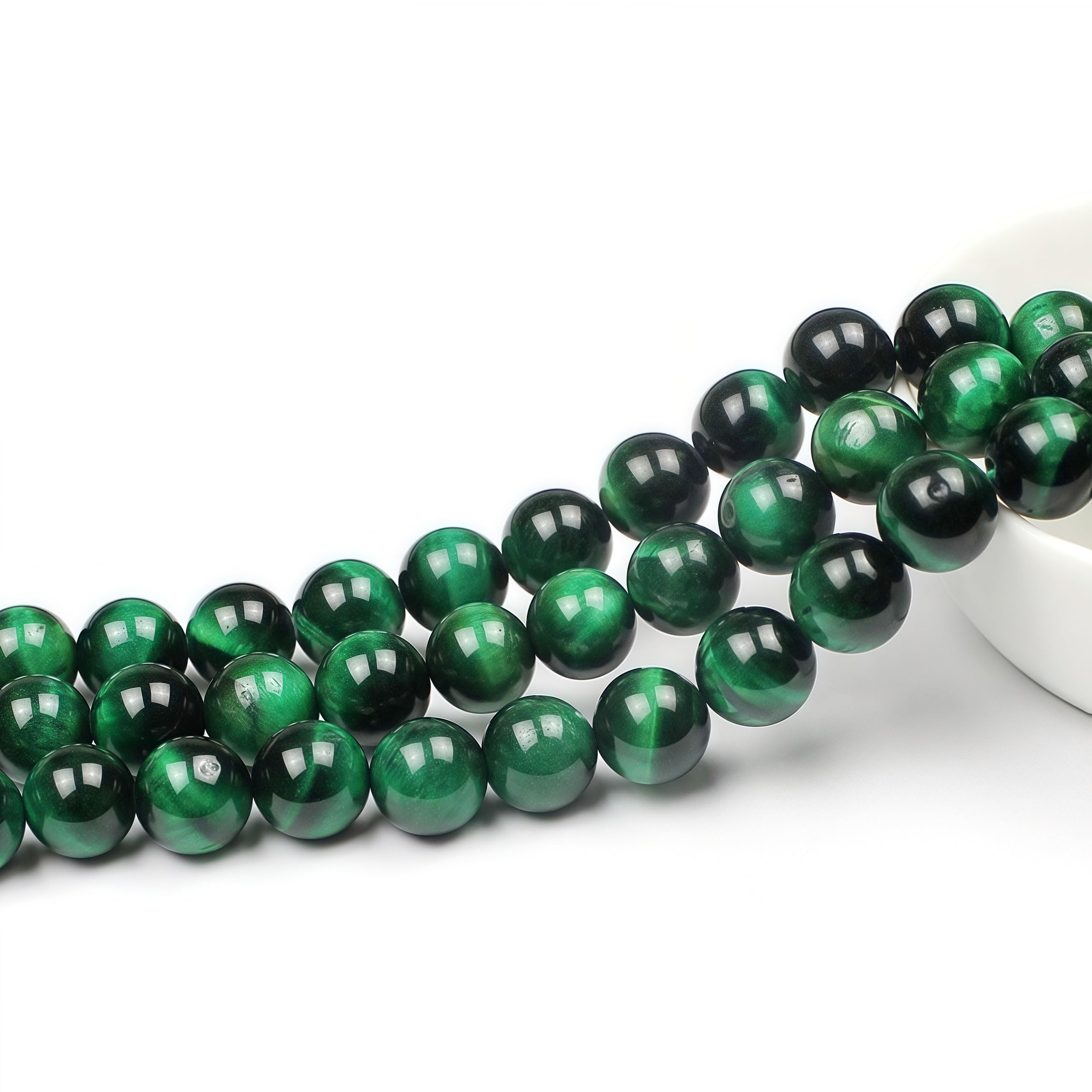 Collier Pierres Naturelles Perles œil Du Tigre Vert - Idéal Cadeau, Neuf Avec étiquettes