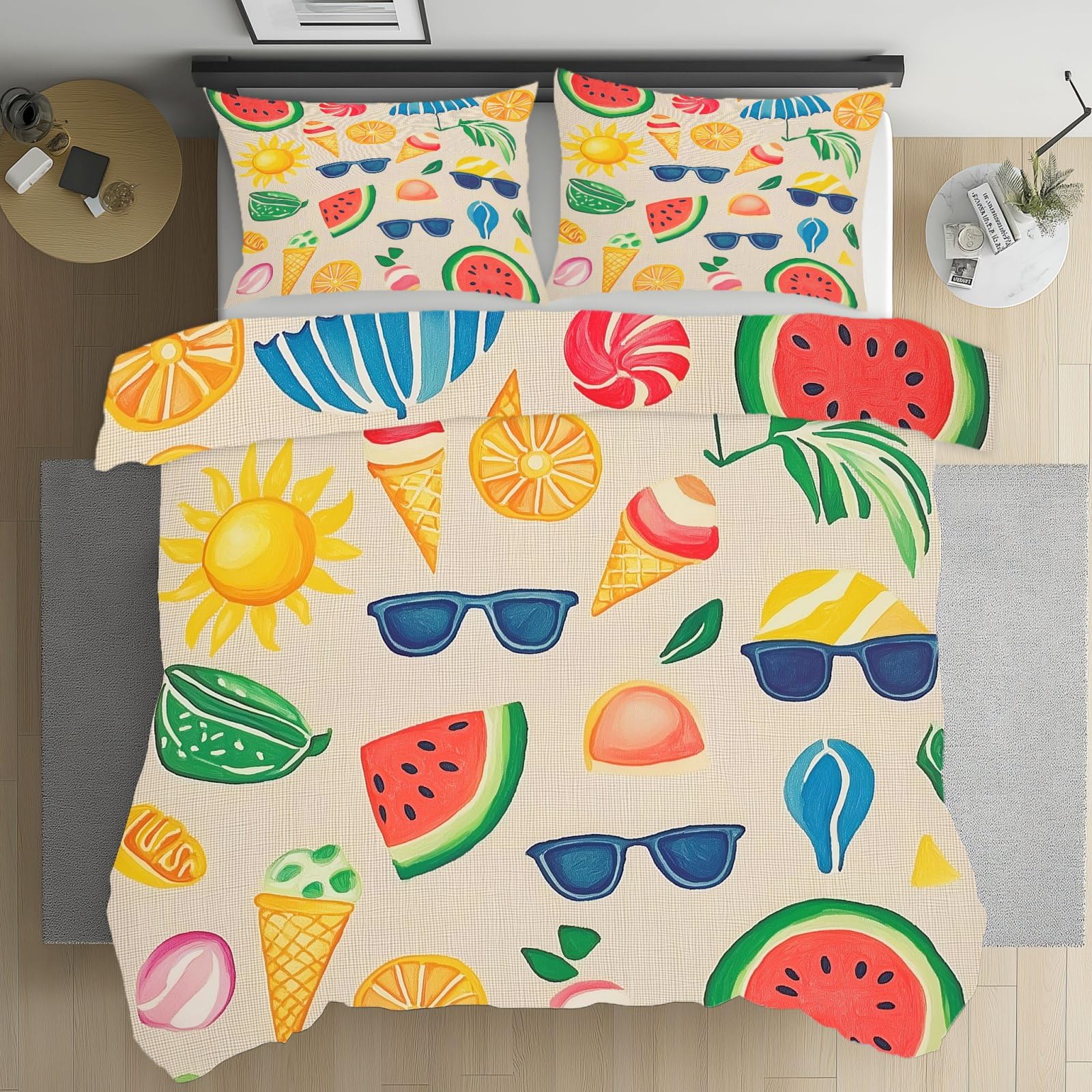 Linge de lit pastèque en microfibre premium douce et résistante pour adulte
