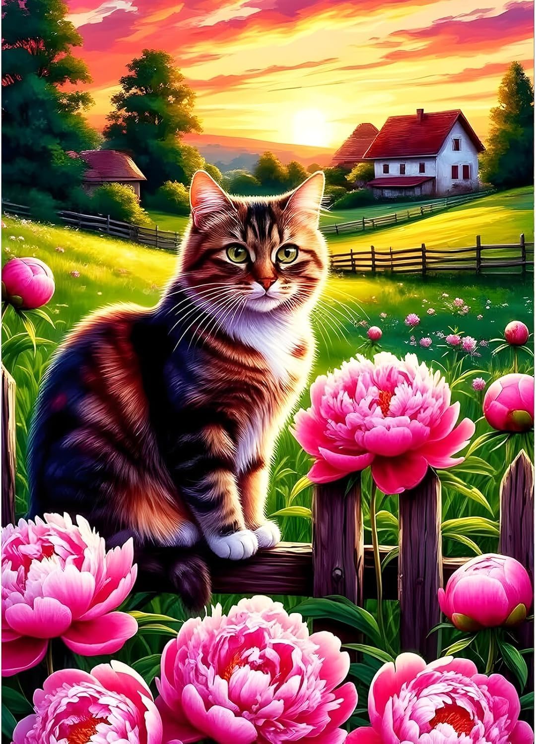 FanZheZhe Stamped Cross Stitch Kits for Adults Tapestry Kits for Adults Cross Stitch Kits Cross Stitch Kitscross Stitch Counted Cross Stitch Kits Cat in The Field 11Ct50X70Cm