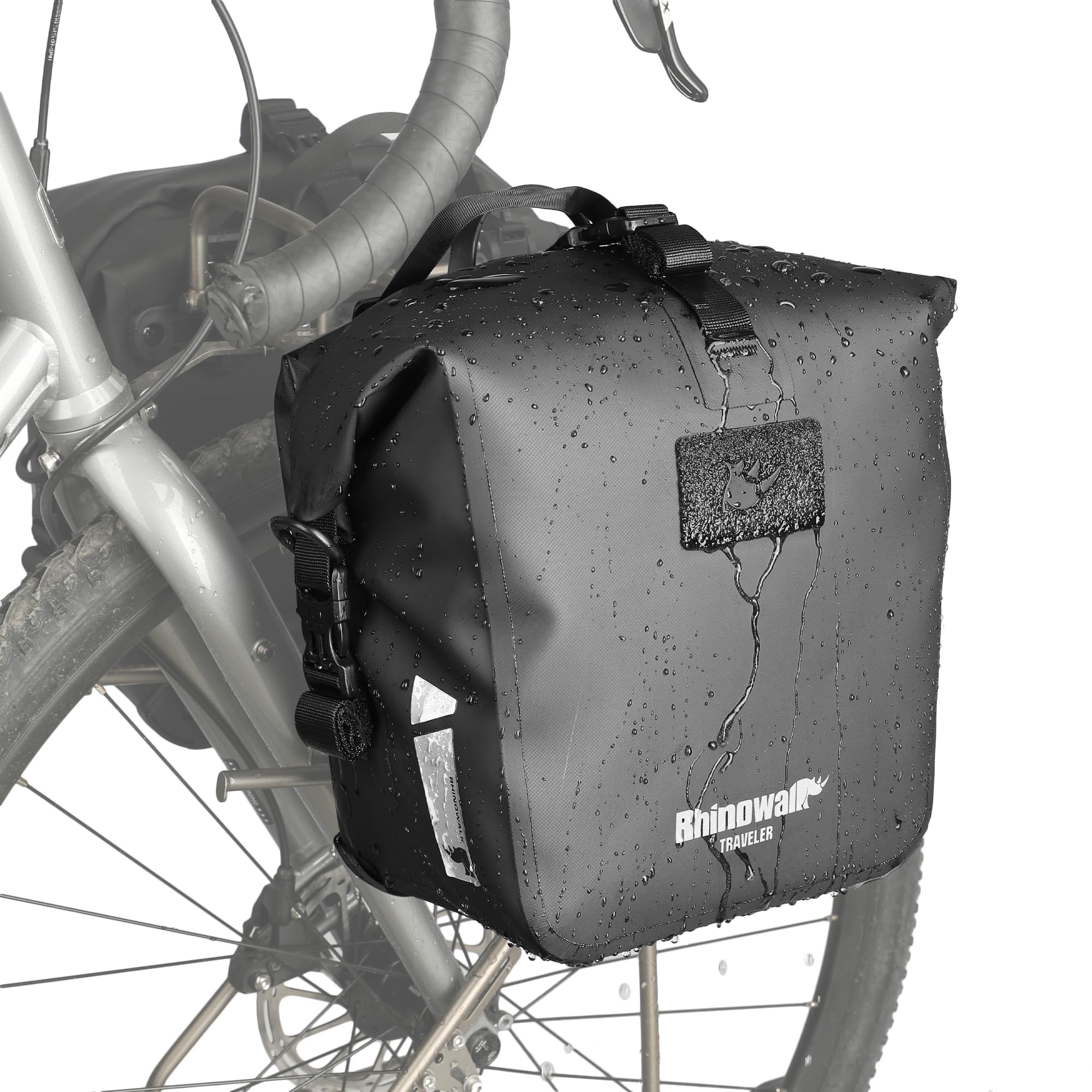 Rhinowalk Waterproof Bike Pannier Bag 12L Quick Release TPU with Shoulder Strap Reflective Design for Commuting Touring Traveling Bikepacking, 12L