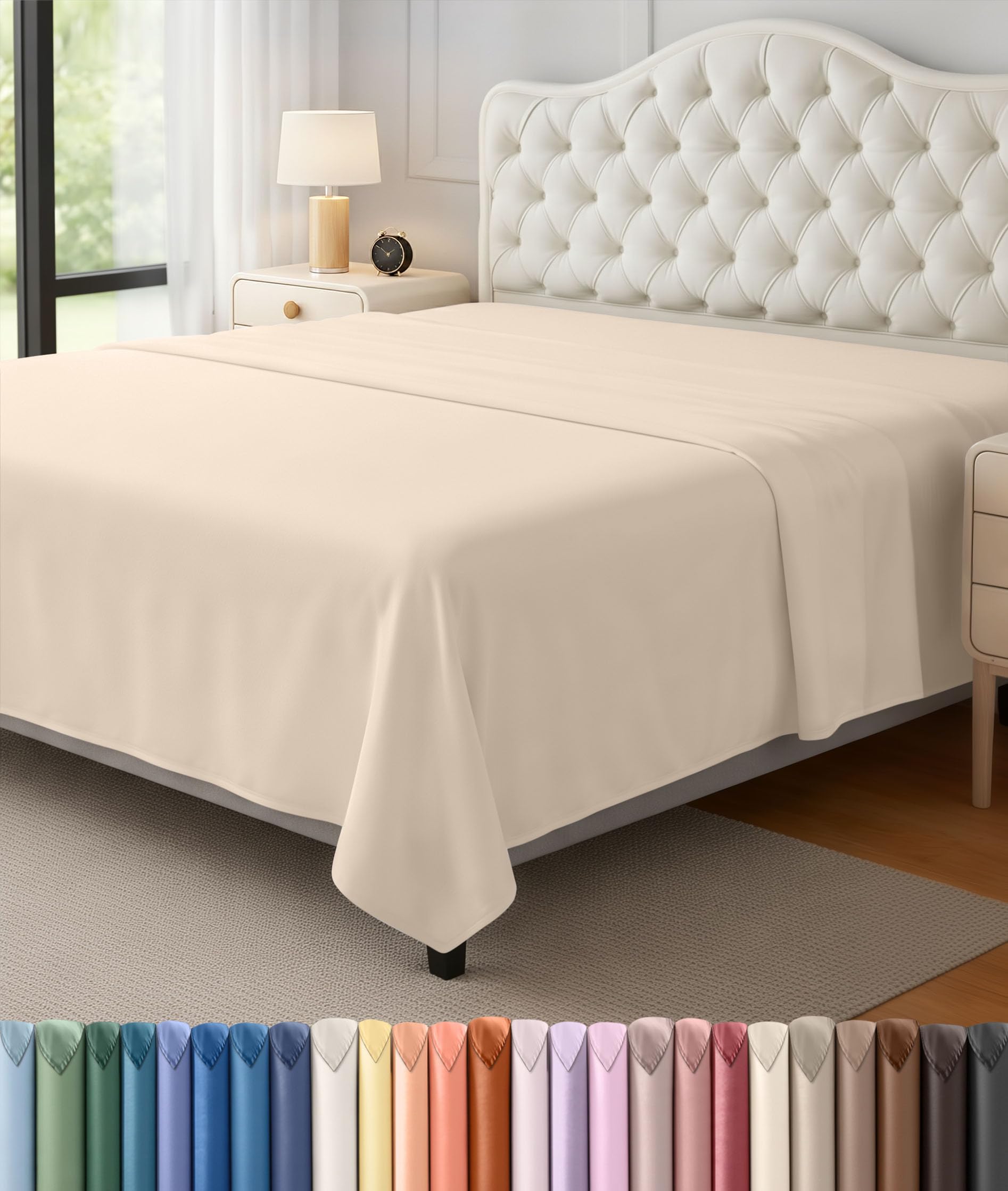 Utopia Bedding Flat Sheet - Soft Brushed Microfiber Fabric - Shrinkage & Fade Resistant Top Sheet - Easy Care - 1 Flat Sheet Only (King, Beige)