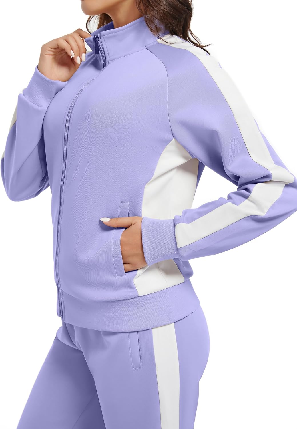 Women's Full Zip-Up Tracksuit Set Long Sleeve Casual Jogging Suits Workout Gym 2 Piece Outfits with Pockets - Image 6