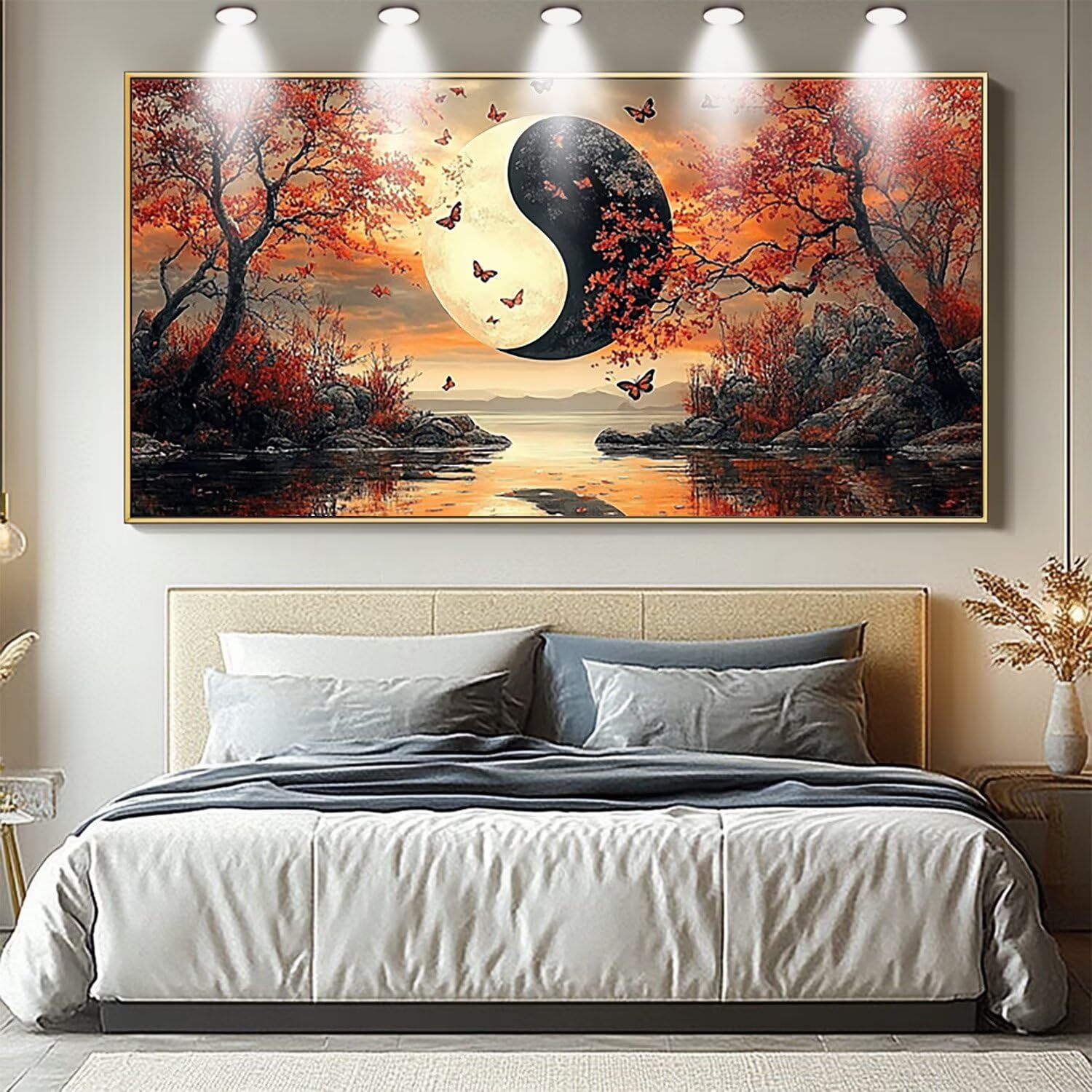 Diamond Painting Yin und Yang Groß XXL 90x180cm, 5D DIY Diamant Painting Bilder Landschaft Set für Basteln Mädchen 8 Jahre, Mosaik Bastelset Erwachsene Kinder, Dimonds Stickerei für Zuhause Deko C2-36