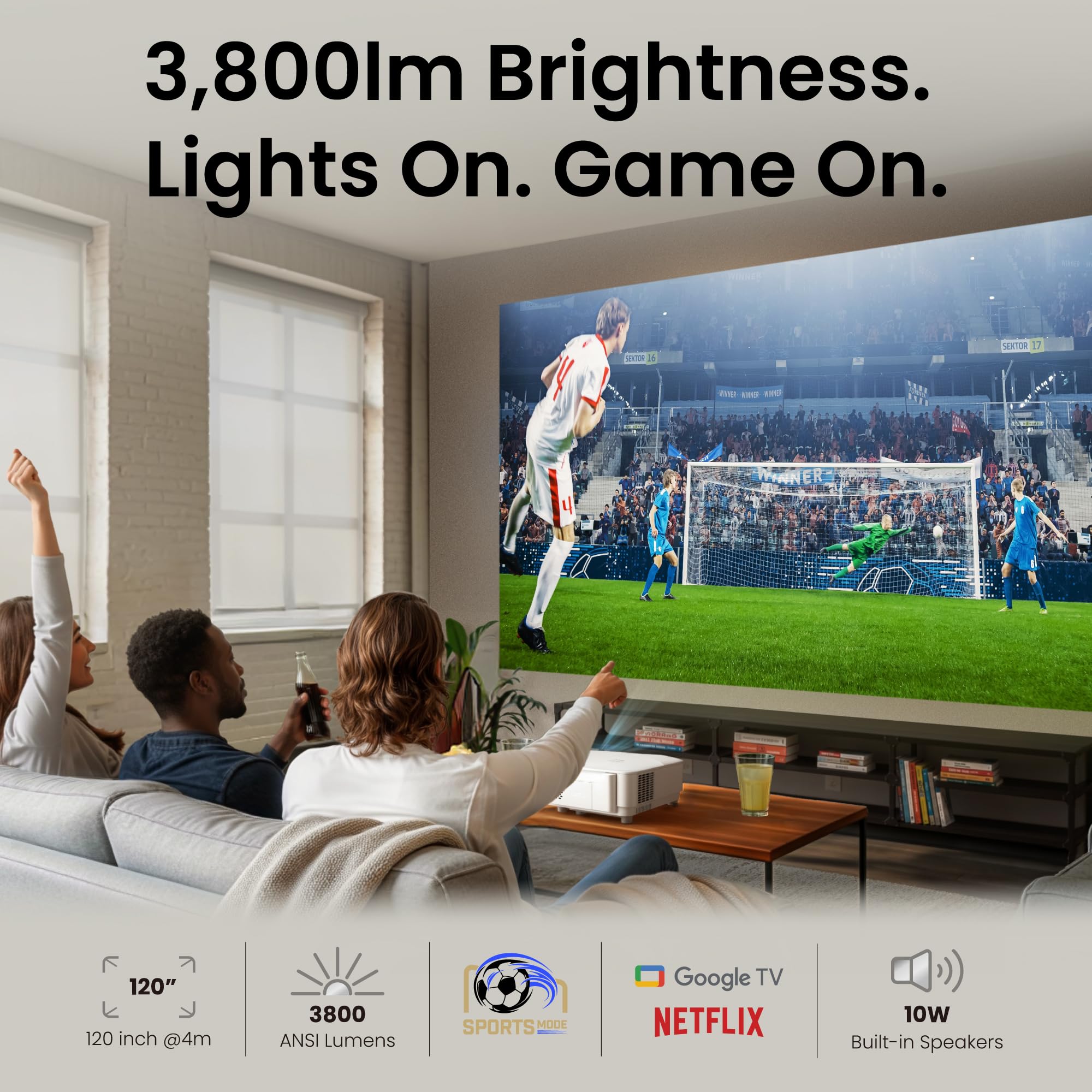 Projecteur Home cinéma BenQ TH575i 1080p, 3800 lumens, dongle Google TV Inclus, Latence 16,7 ms pour Le Gaming, Correction trapézoïdale Auto, Zoom Optique 1,1x, Mode Sport