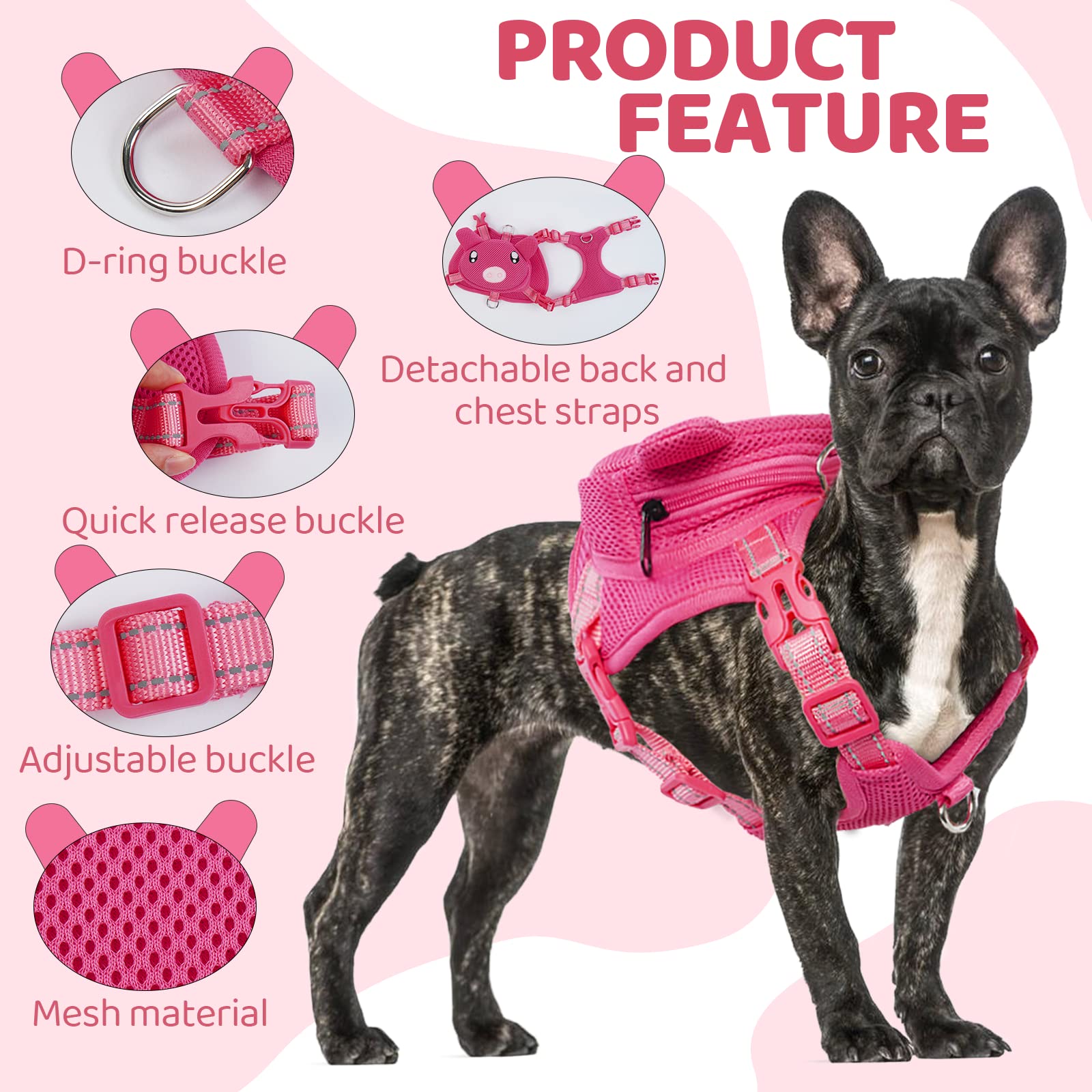 OUOBOB Breathable No-Pull Dog Harness with Backpack - Image 2