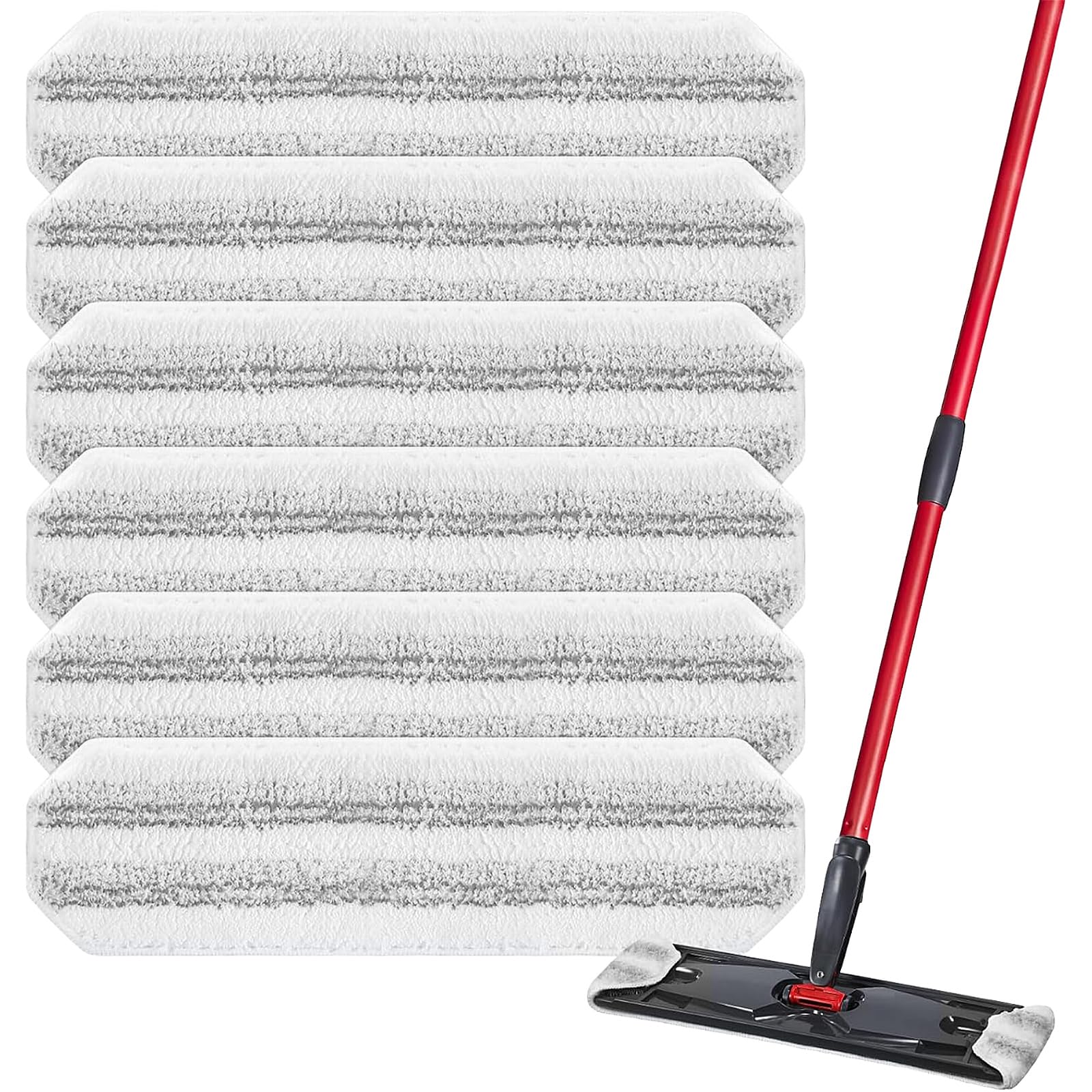 6 Pack Mop Head Replacement Pads Compatible with Vileda/O-Cedar H2PrO Flat Mops System, Washable & Reusable Microfiber Mop Heads Replacements for H2prO Mop Refills – Safe for Various Floors (Black)