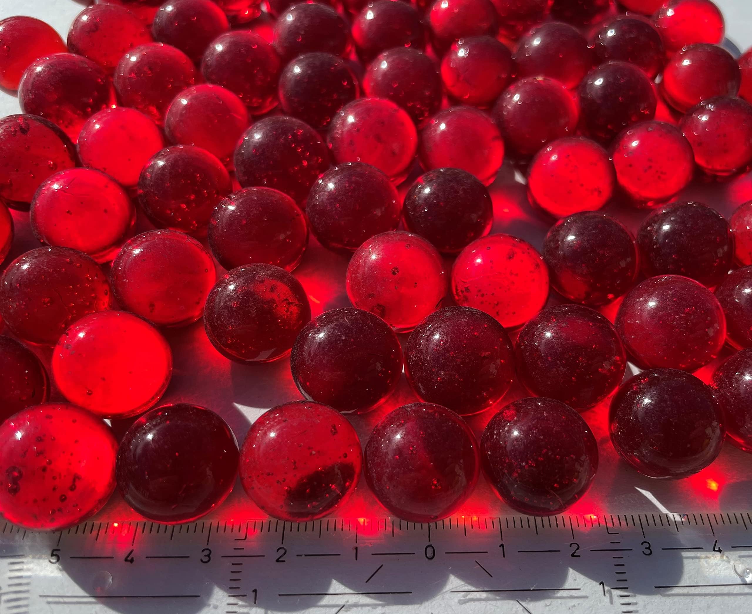 FAIRY TAIL & GLITZER FEE 90 biglie di vetro rosso – pietre di vetro trasparenti sfere di vetro 16 mm, circa 500 g – decorazioni trasparenti per vasi, decorazioni e idee fai da te