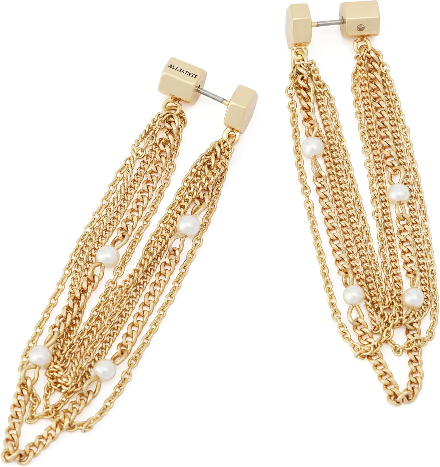 AllSaints Jewelry Women's Rae Pearl Multi Chain Earring Jacket