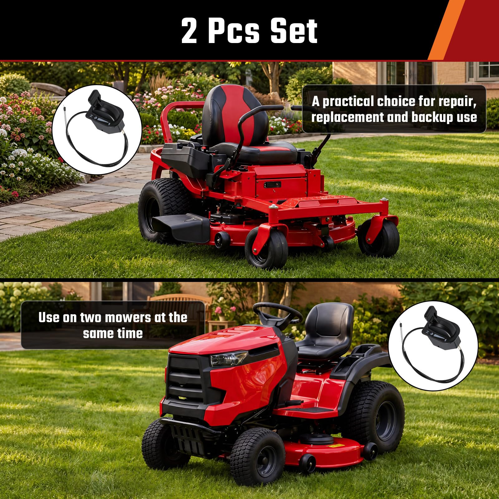 Tellegloww Paquete de 2 cables de estrangulamiento del acelerador compatibles con Cub Cadet 946-05098c Xt1 Lt46 Lt50 Gt50 Gt54 St54 Xt2-lx50 St54 Lt54 Lx46 Conjunto de cable del acelerador compatible