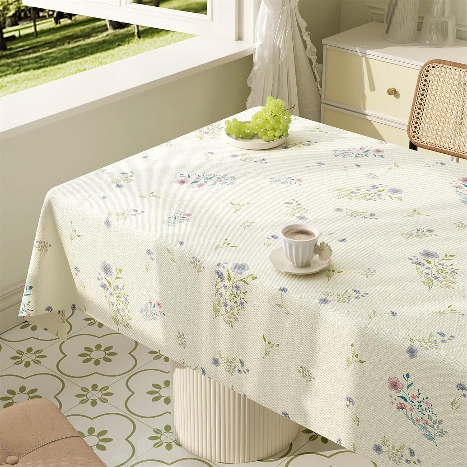 KIJyfgTR Rectangular Tablecloth Ideal For Outdoor Garden Parties(Floral,140x220cm)