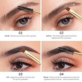 Docolor Eyebrow Brush Duo Eyebrow Spoolie 3Pcs Professional Angled Eye Brow Brush Perfect for Lining and Shaping Brows, Spoolie for Brows or Lashes Black