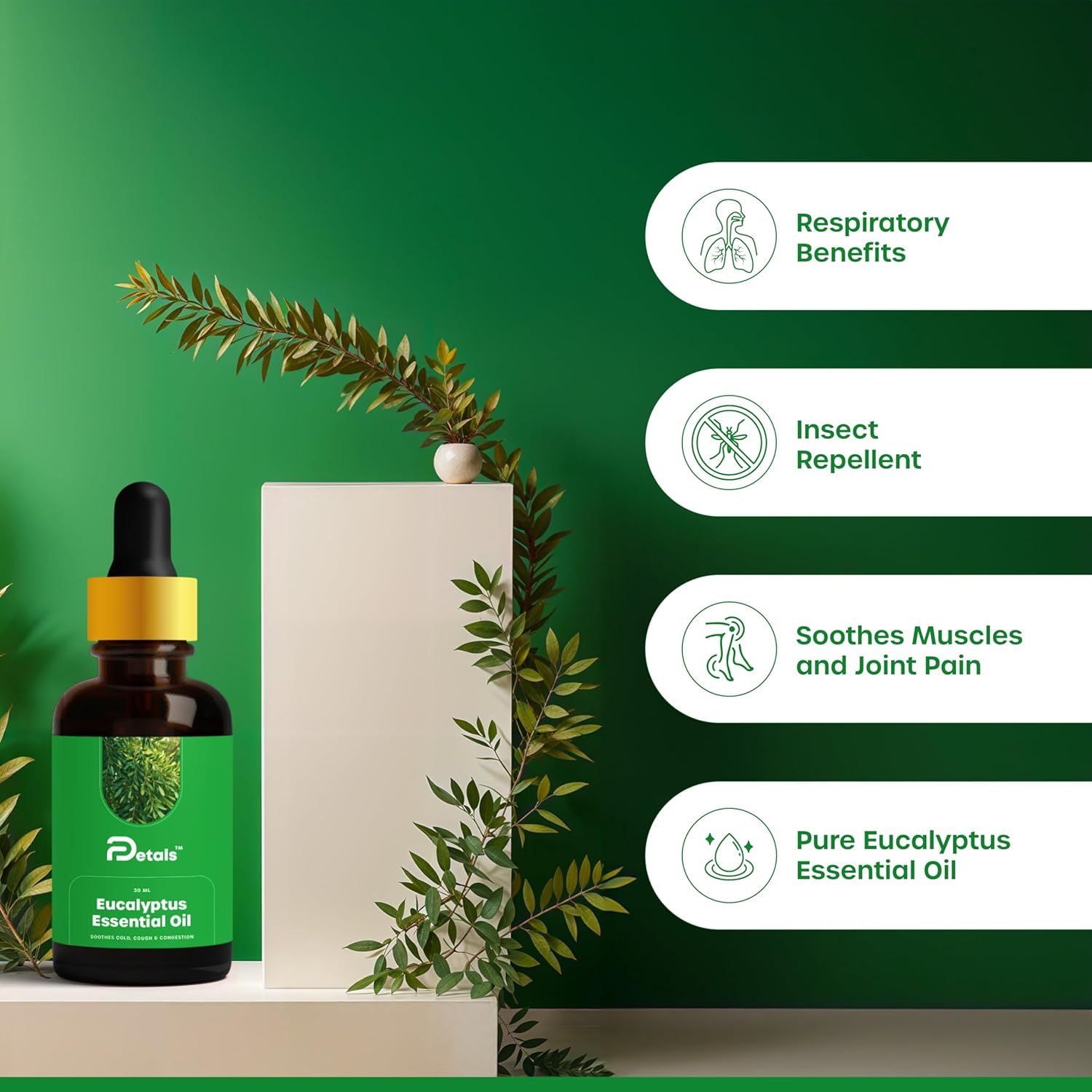 Eucalyptus Essential Oil Pure Aromatherapy Oil for Diffuser, Steam & Air Freshening 30 ml Clear Transparent