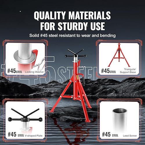 Miniatura 5 de VEVOR Soporte de tubería plegable ajustable de alta resistencia  Construcción robusta capacidad de carga de 2500 libras  Ideal para proyectos de