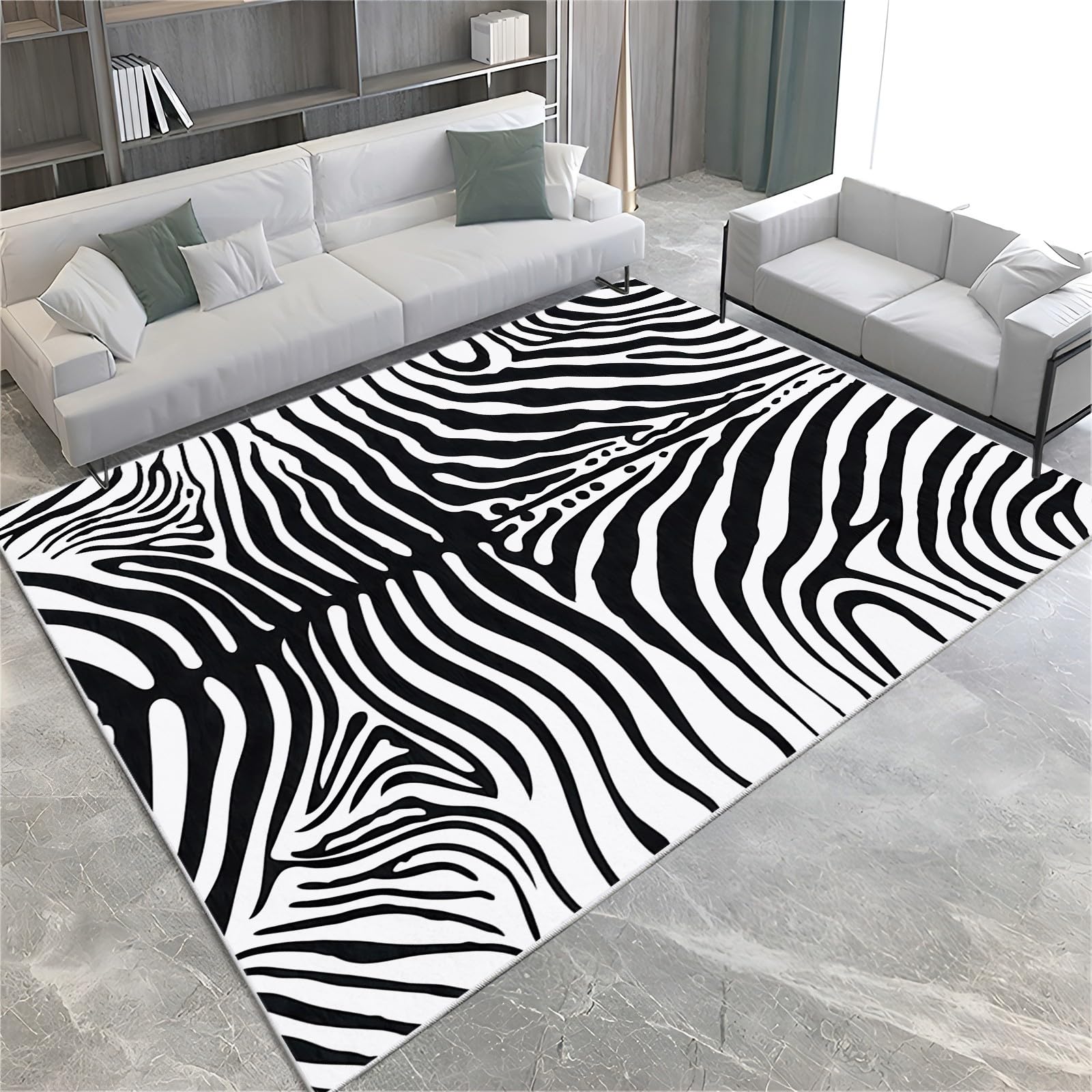 Tapis salon motif zèbre pour une décoration de chambre chaleureuse et moderne