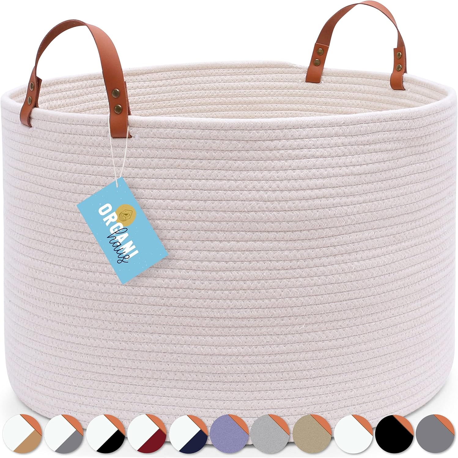 Buy OrganiHaus XXL White Cotton Rope Extra Large Blanket Basket Living