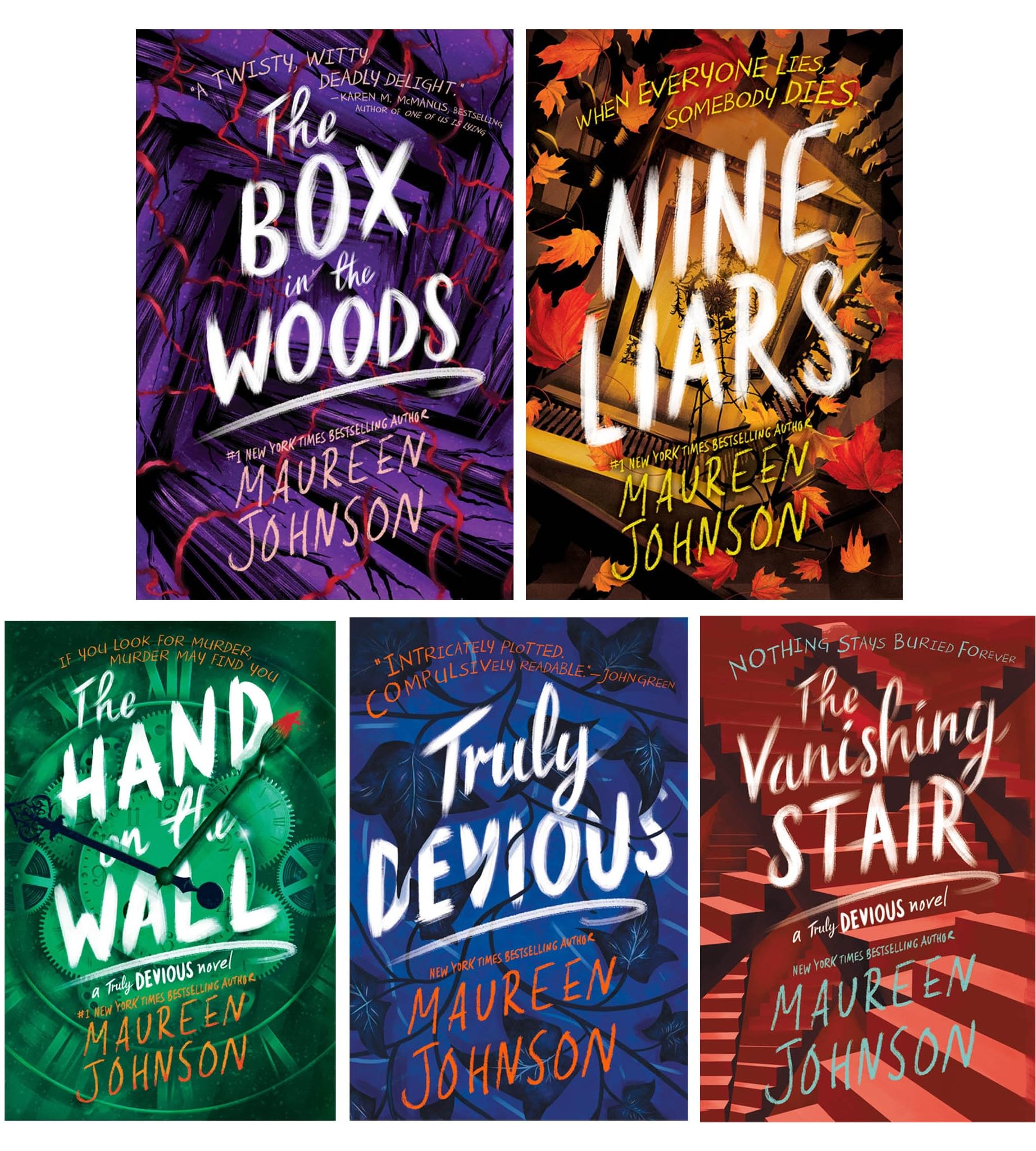 Truly Devious Series 5 Books Collection Set (Nine Liars (Hardback), Truly Devious, The Vanishing Stair, Hand On The Wall & The Box in the Woods) Paperback