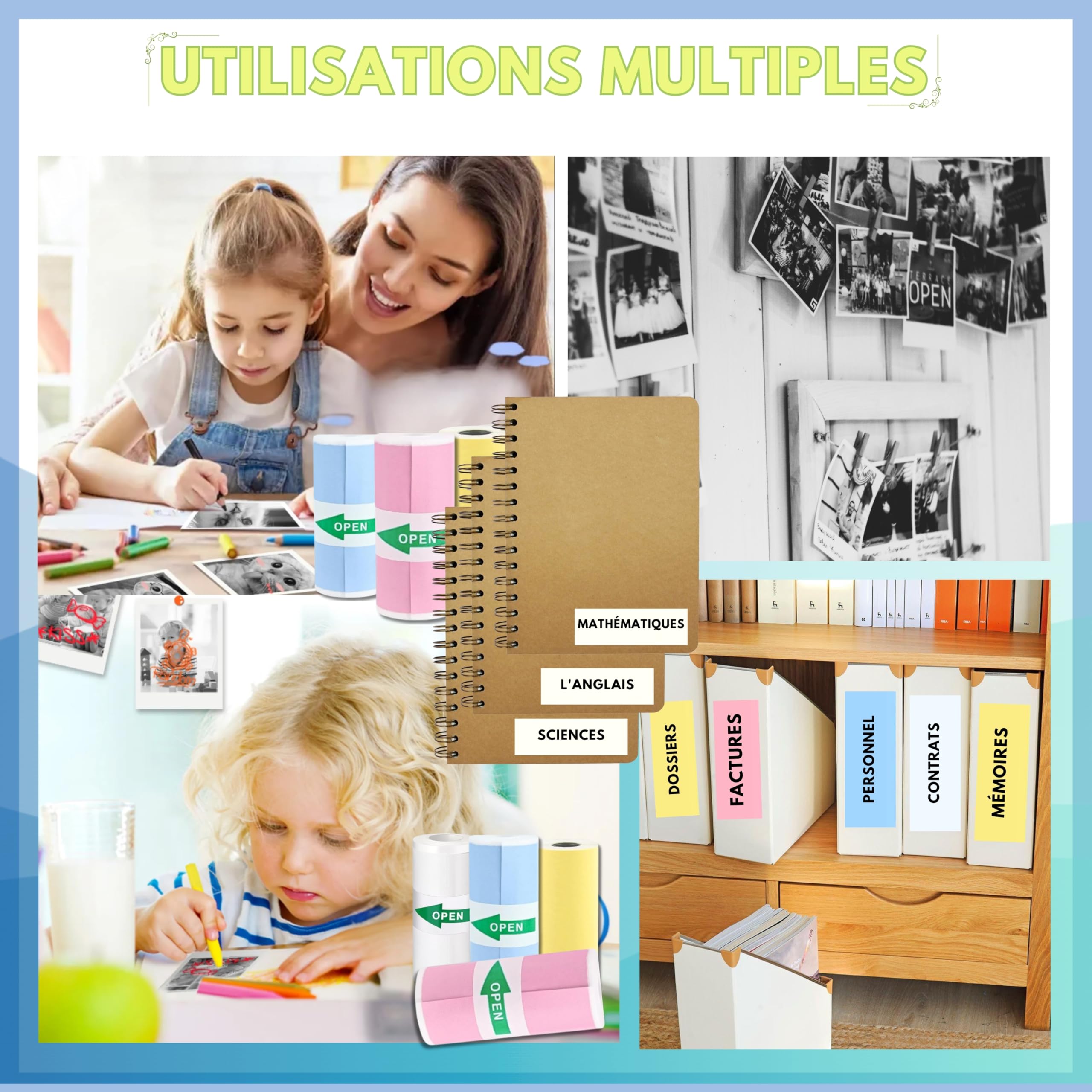 16 Rotoli Carta Termica Per Macchina Fotografica Bambini - 57x25 Mm, Bianca E Colorata - Compatibile Con VTech Kidizoom - Foto 3