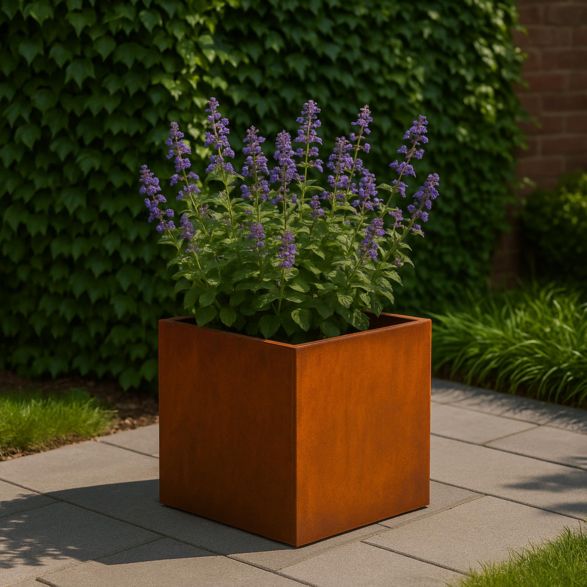 PlanterCraft Fioriera Cubo In Acciaio Corten 35,6 Cm - Moderna, Con Fori Di Drenaggio, Per Giardino E Terrazzo - Prodotto USA - 4
