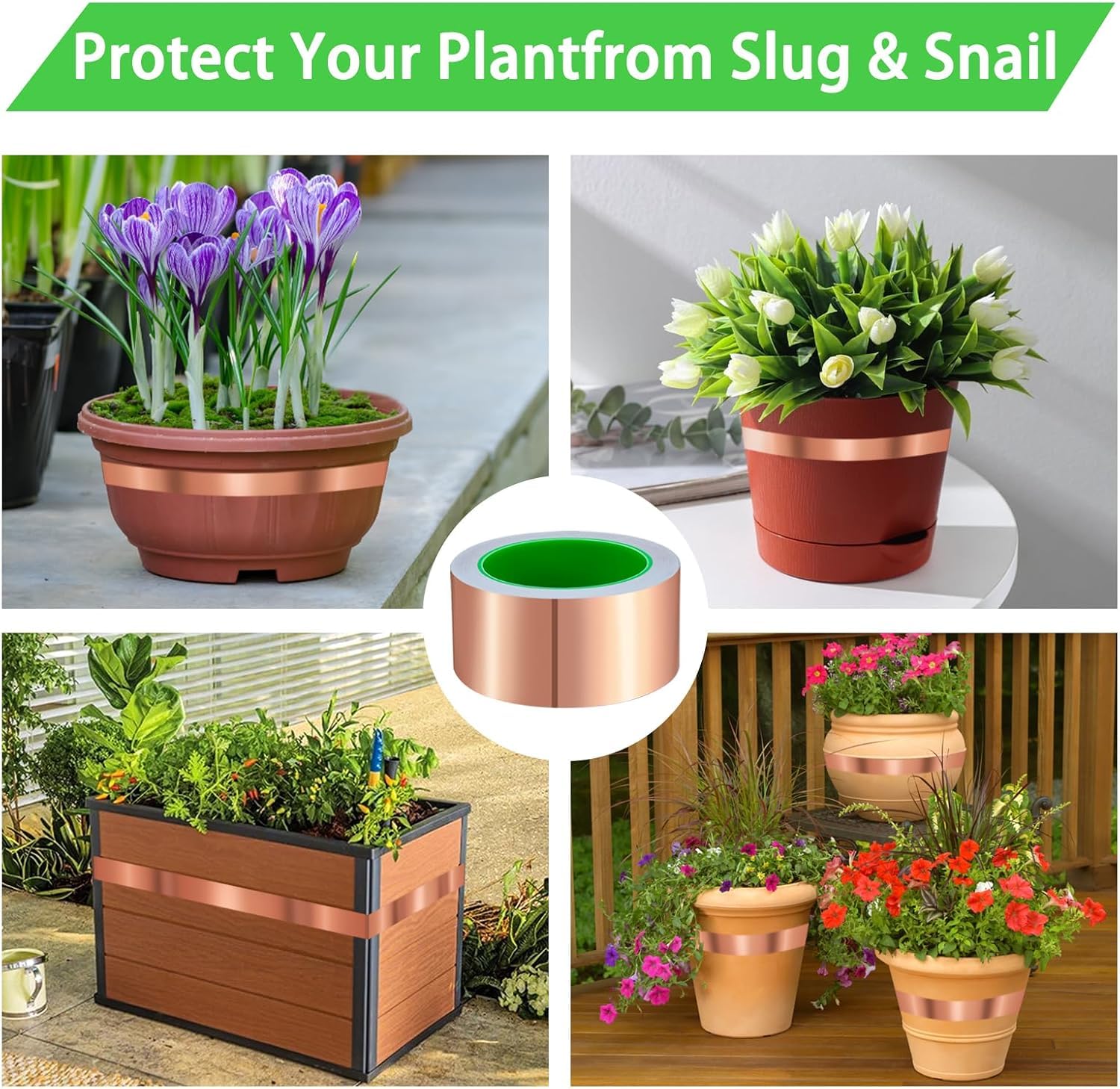 2 Piezas Cinta de Cobre contra Caracoles, Cintas Cobre Repelentes Babosas y Caracoles Cinta De Cobre Autoadhesiva Eficaz Protección Contra Caracoles para Jardines Y Plantas (40mmx20m+10mmx20m)