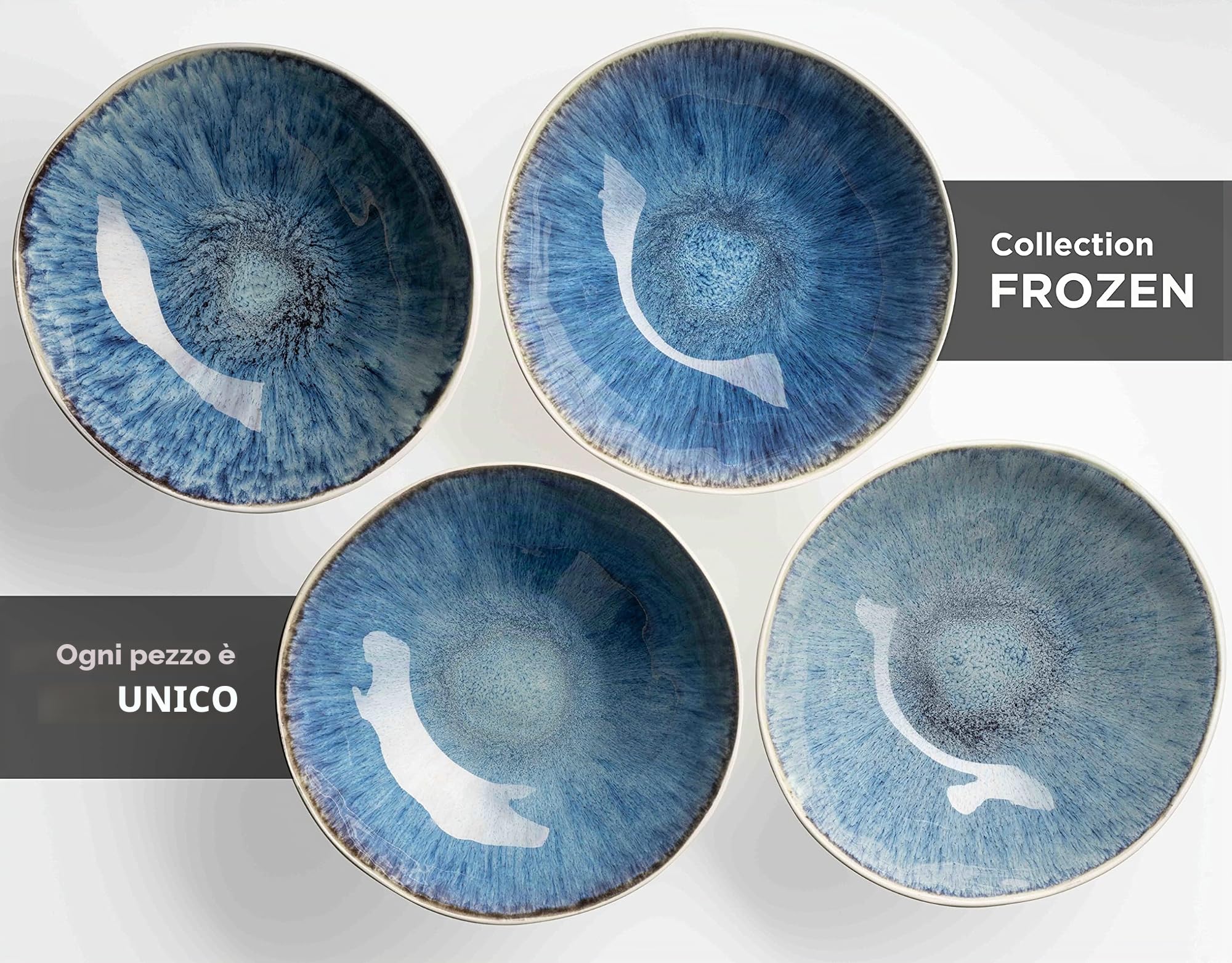 MÄSER Set di tazze da caffè con piattini per 4 persone in raffinata ceramica, tazze da cappuccino con smaltatura spruzzata, forme organiche in stile vintage