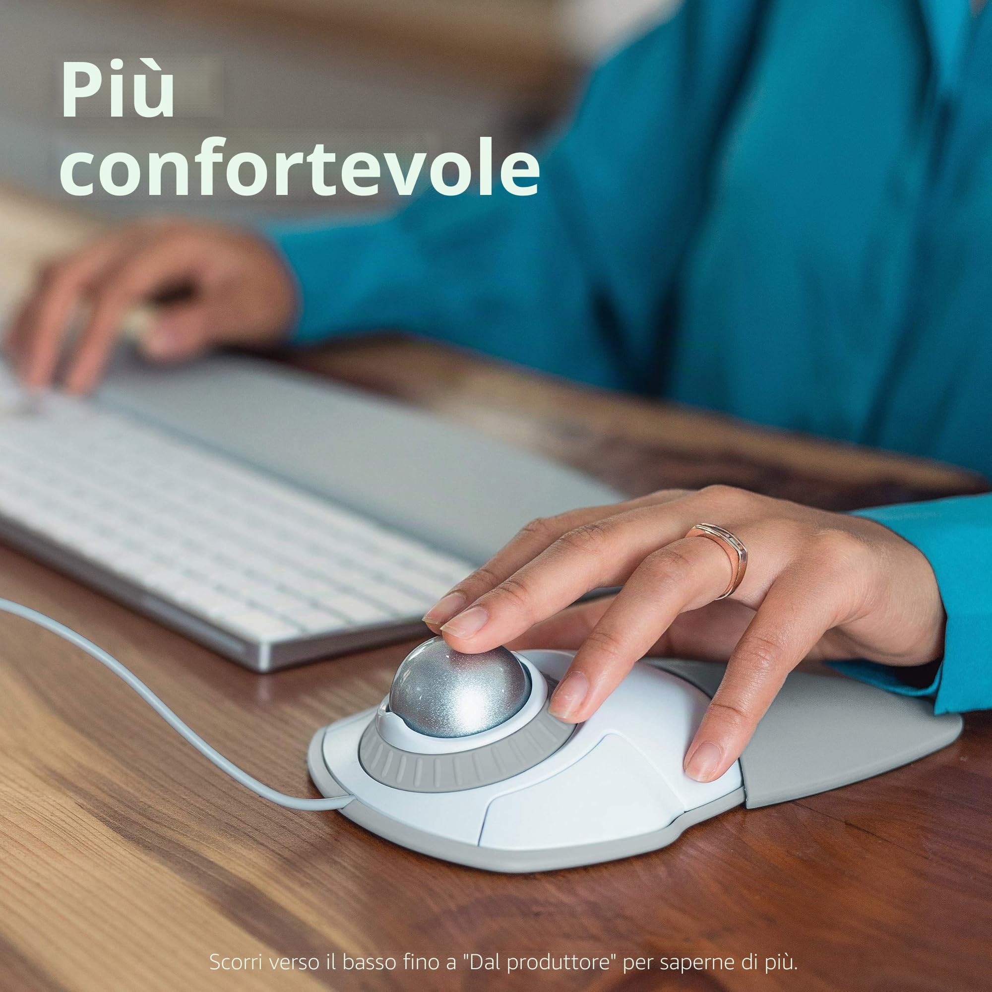 Kensington Mouse Trackball Orbit con cavo per PC, Mac e Windows, Rotella di Scorrimento, Design Ambidestro, Tracciamento Ottico, sfera da 40 mm, Bianco/Argento (K72500WW)