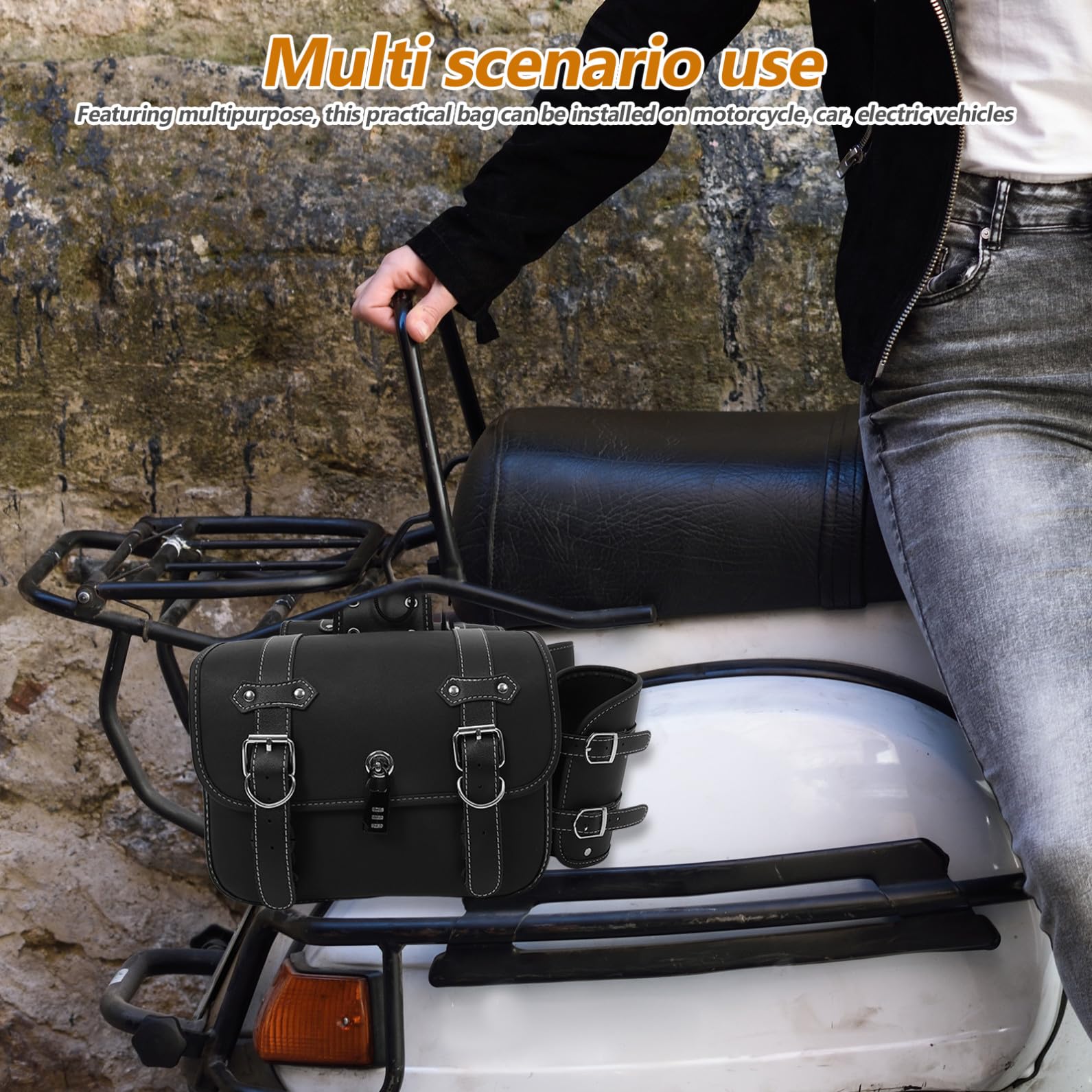 MAGICLULU Wodoodpornych Toreb Bocznych z Motocykl Skórzany Sakwicznik Boczny z Funkcją Przechowywania Worek Do Motocykla Drobne Przedmioty