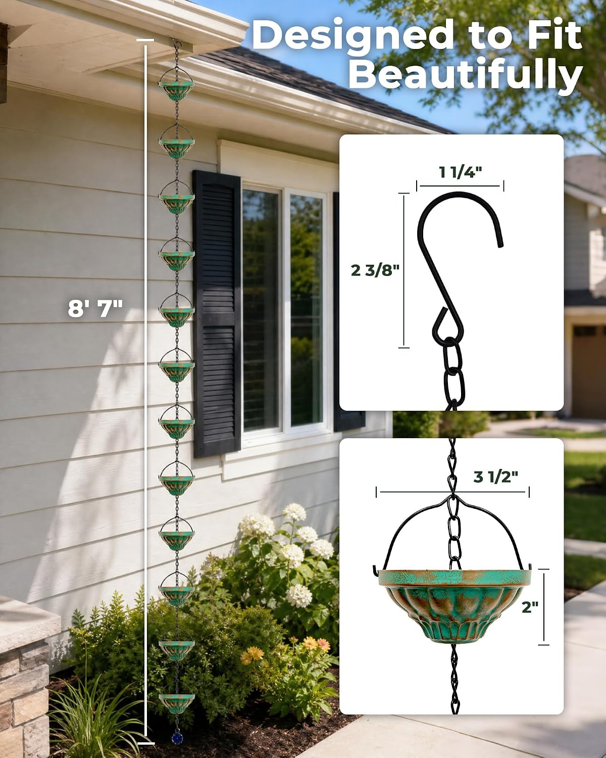 Rain Chain for Gutters Decorative Metal Downspout Replacement image 5