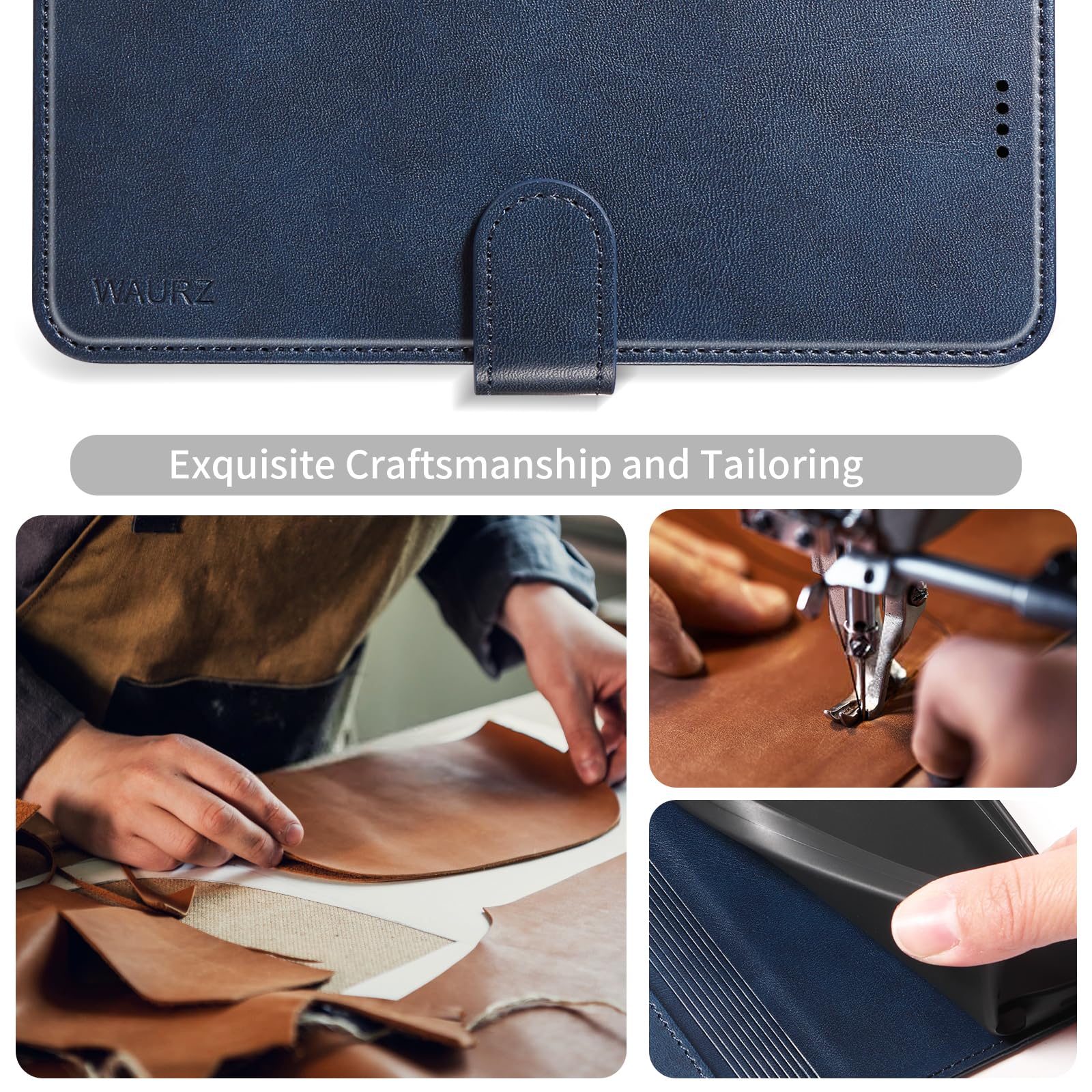 WAURZ Cover per Xiaomi Redmi Note 14 4G, Custodia Cover Pelle Libro con 2 Pellicola Vetro Temperato Protezione Schermo Portafoglio Porta Carte Antiurto Cuoio Flip Case Custodia Cover,Blu