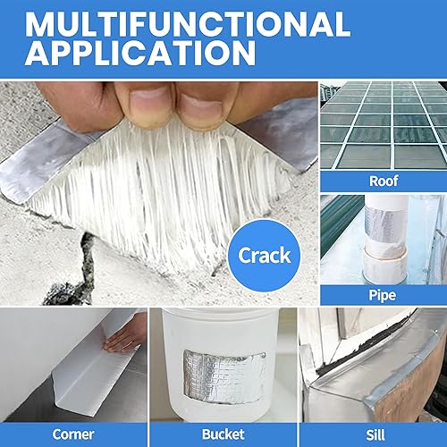 Miniatura 2 de TAPEBEAR Cinta de Butilo 12 pulgadas x 16 pies, Cinta de Sellado de Conductos de Aluminio Sellador Impermeable Cinta de Reparación para Techo de RV,