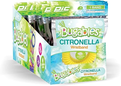 PIC Bugables - Pulseras perfumadas de citronela, reutilizables y resellables, talla única (paquete de 25)