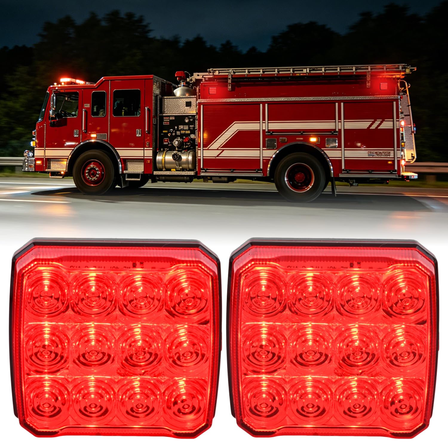 Nilight Magnetic Strobe Lights 2PCS Red 12 LED Rechargeable Warning