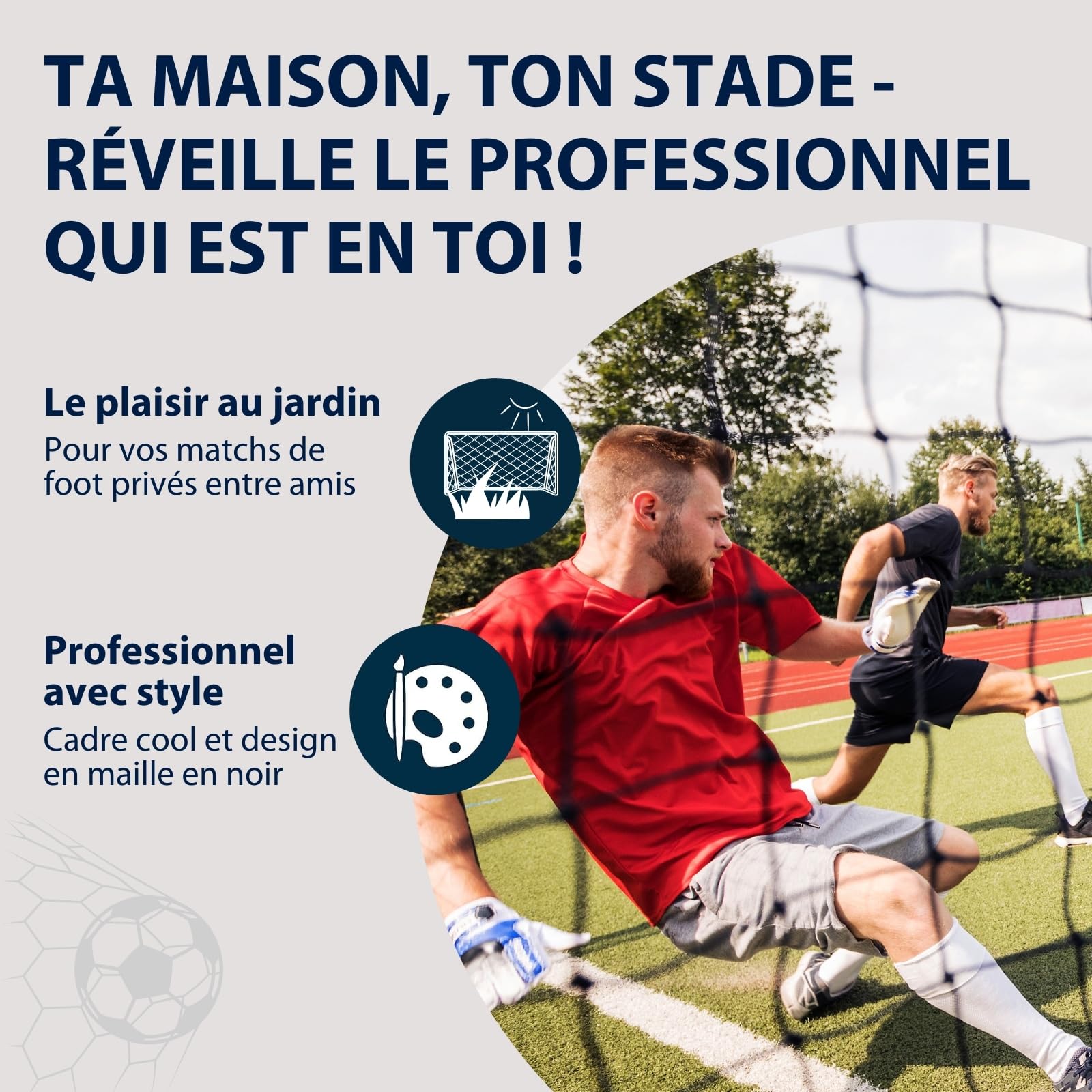 HUDORA But de Football XXL - Grand but de football pour enfants & adultes - Goal de football solide et résistant aux intempéries avec filet serré pour la maison