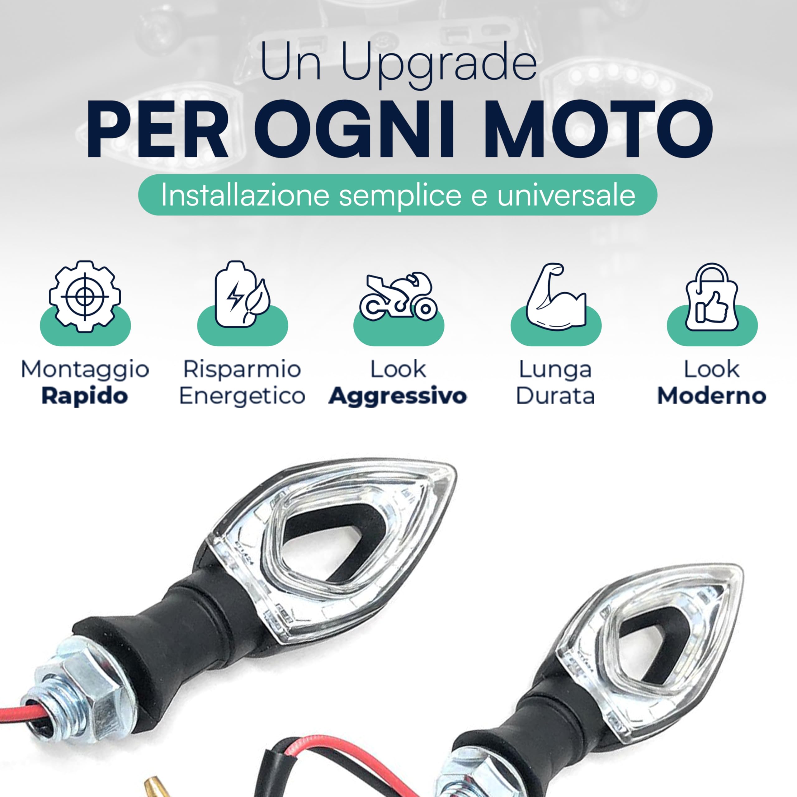 Kit 2 Frecce Moto Omologate 12V Led Universali Impermeabili