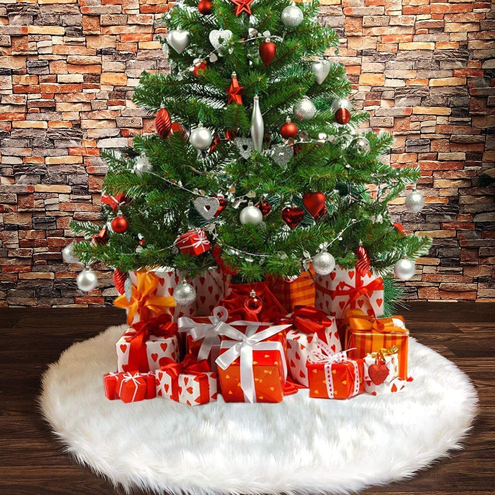 Jupe de Sapin de Noël en Peluche Blanc 90cm