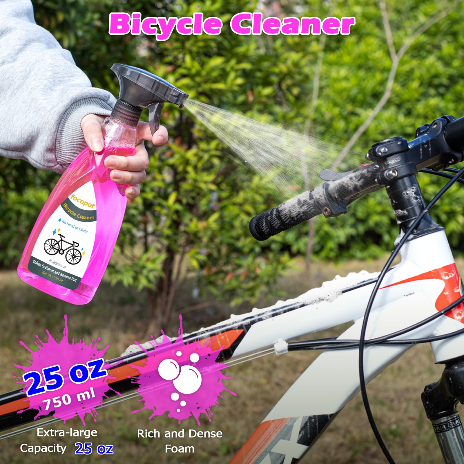 focopot Kit de limpieza de bicicleta con limpiador de cadena de bicicleta, limpiador de bicicletas, depurador, lubricante de aceite, herramienta de cepillo de limpieza, kit de limpieza perfecto para